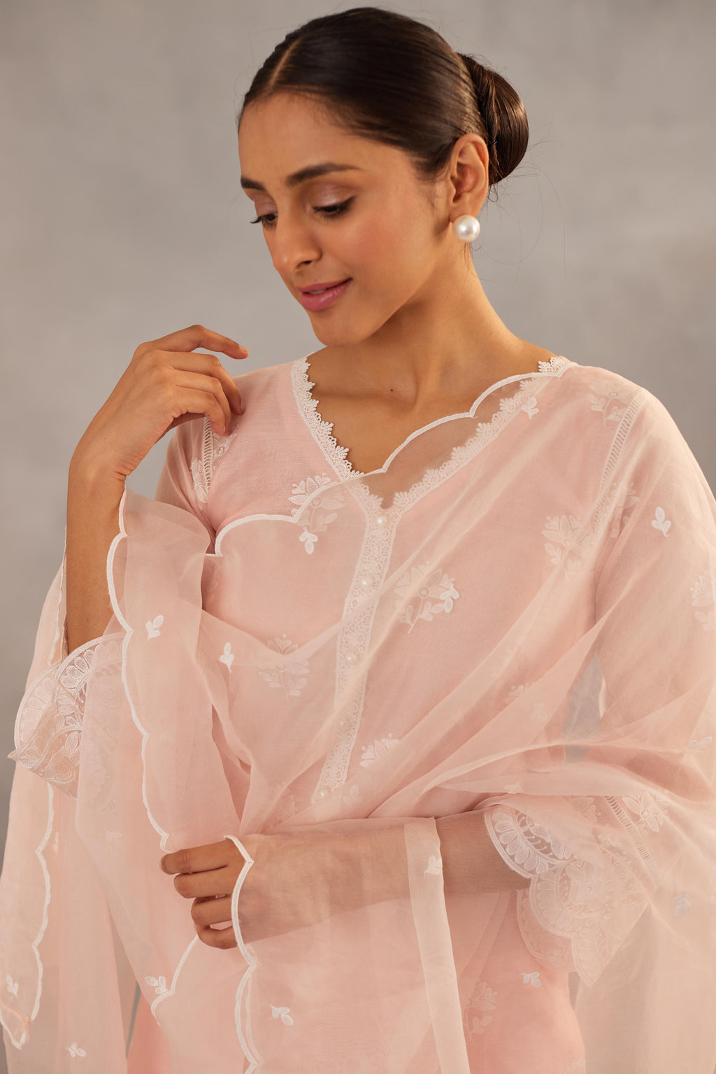 Gulmohar - Peach Embroidered Suit Set.- NV