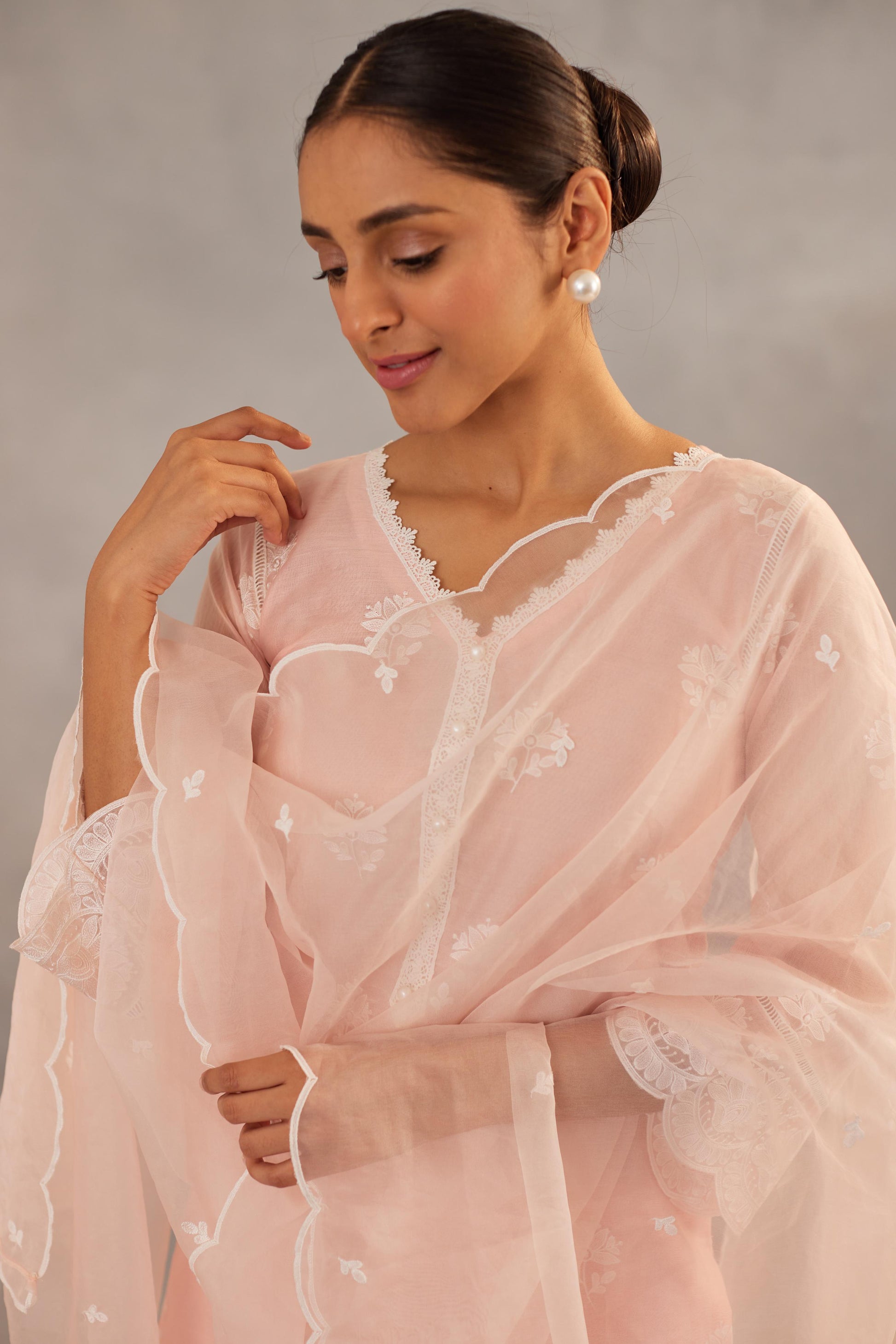 Gulmohar - Peach Embroidered Suit Set.- NV
