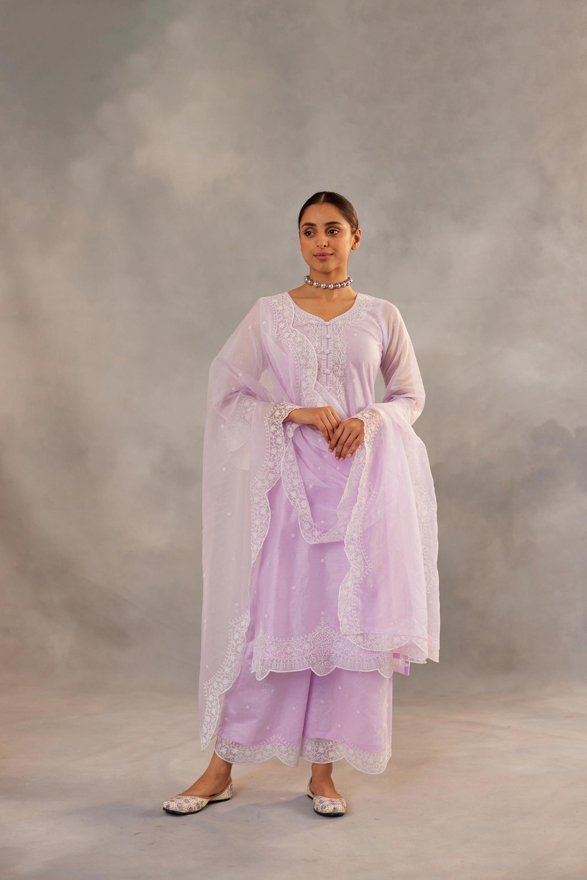 Kesar - Lavender Embroidered Suit Set- NV