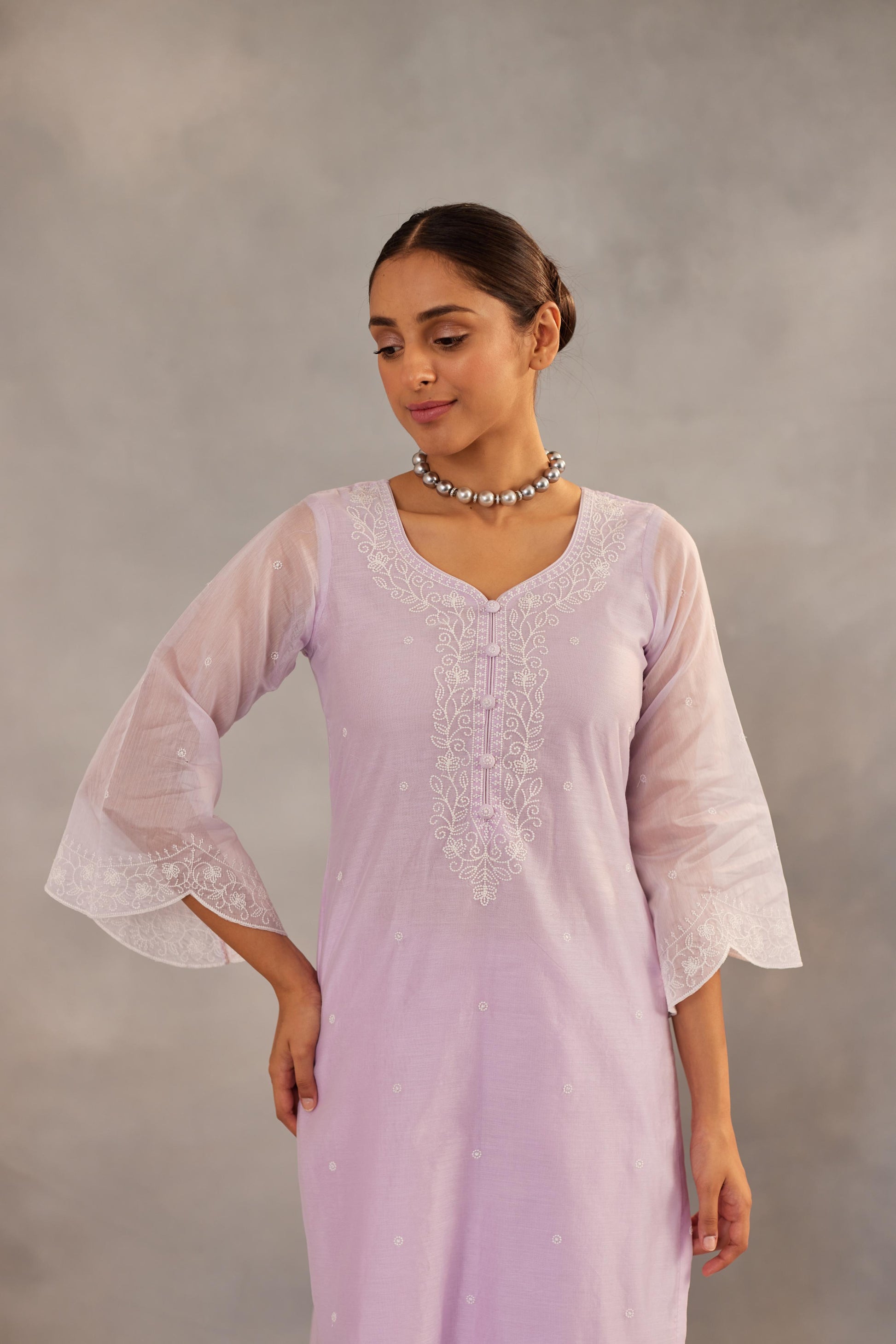 Kesar - Lavender Embroidered Suit Set- NV