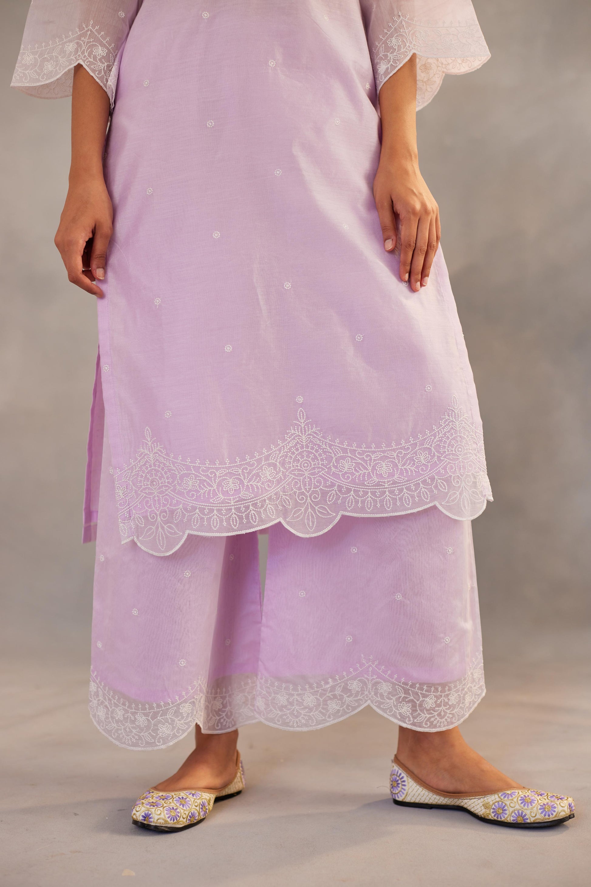 Kesar - Lavender Embroidered Suit Set- NV