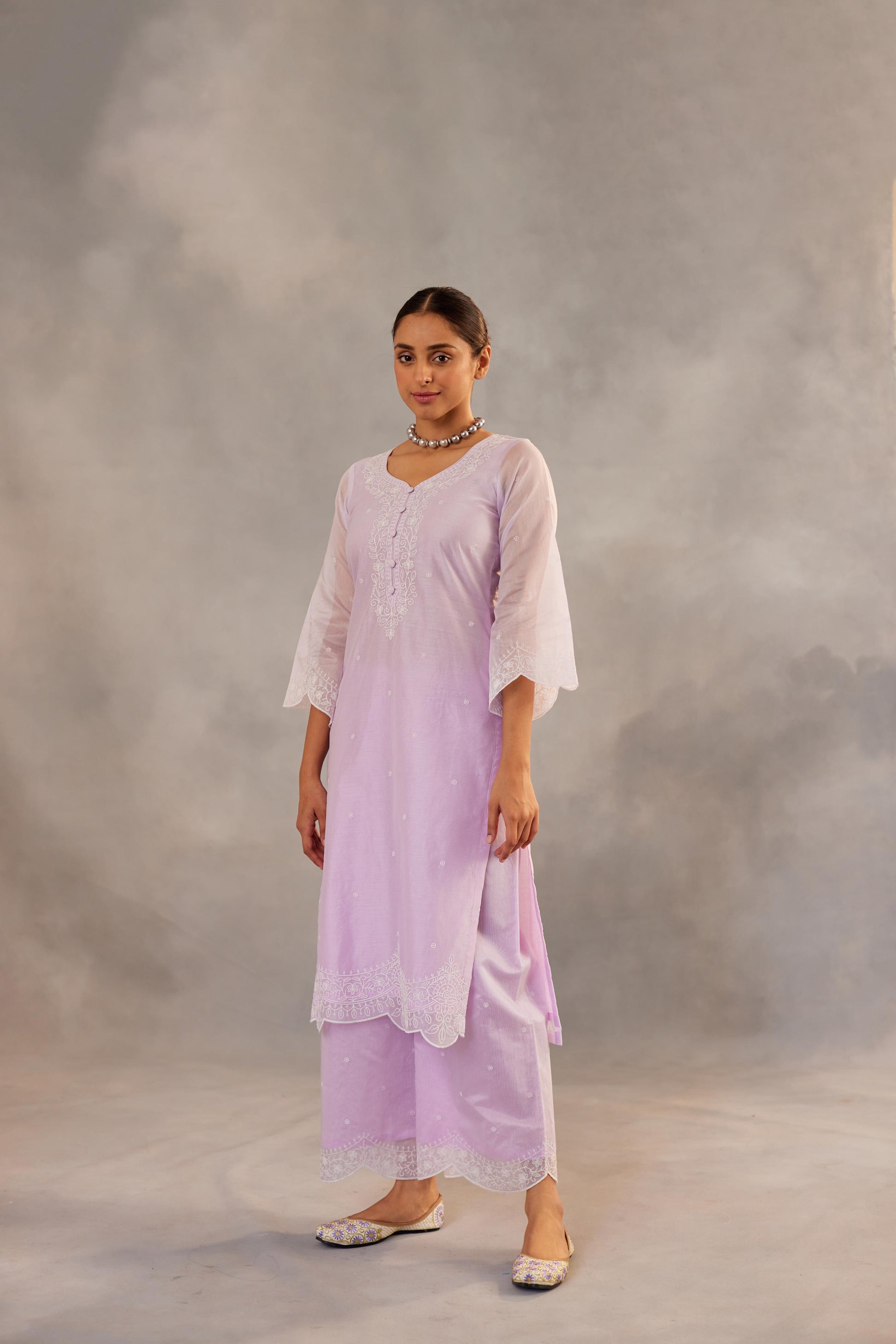 Kesar - Lavender Embroidered Suit Set- NV
