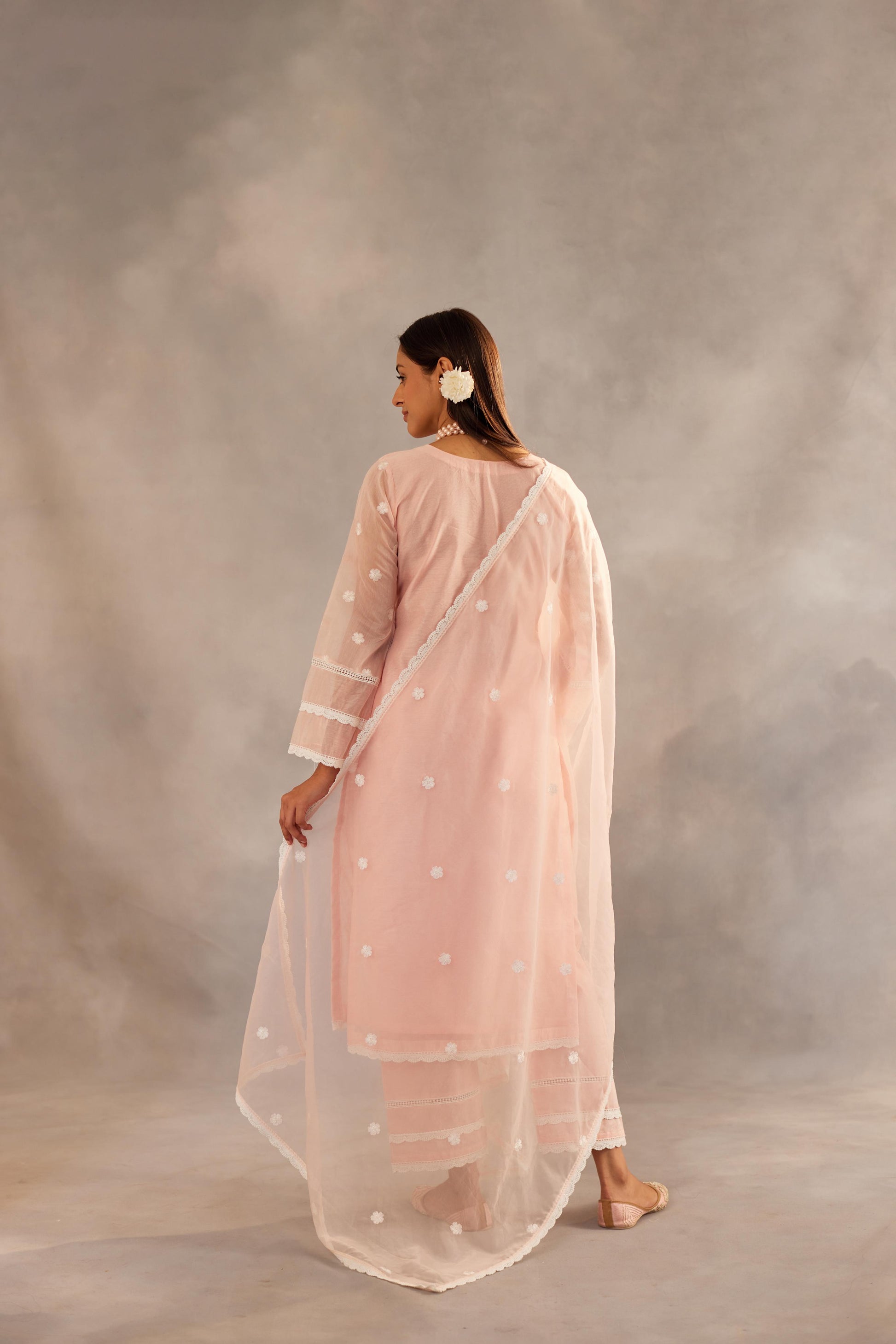 Gulbagh - Peach Embroidered Suit Set.- NV