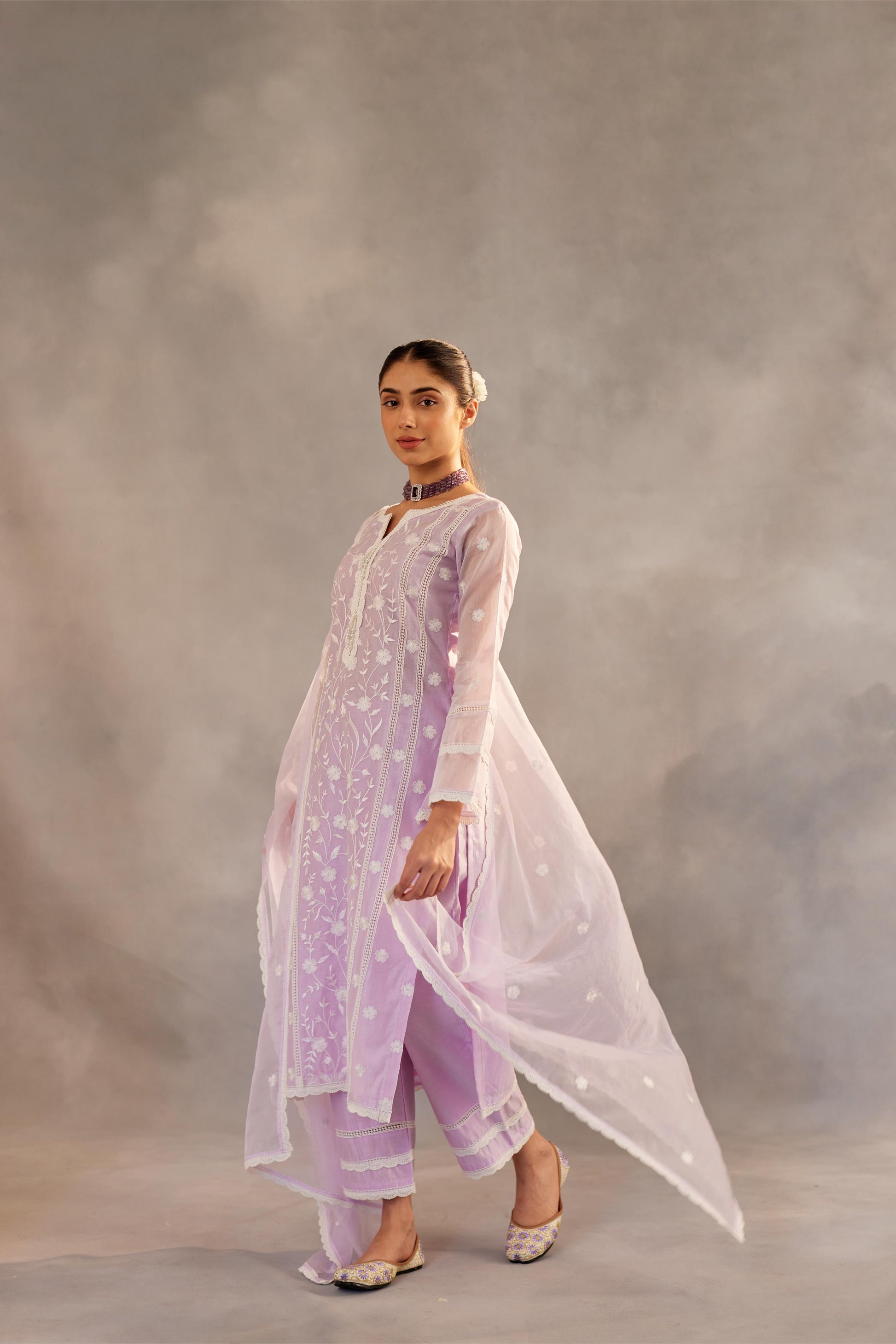 Kalgi - Lavender Embroidered Suit Set.- NV