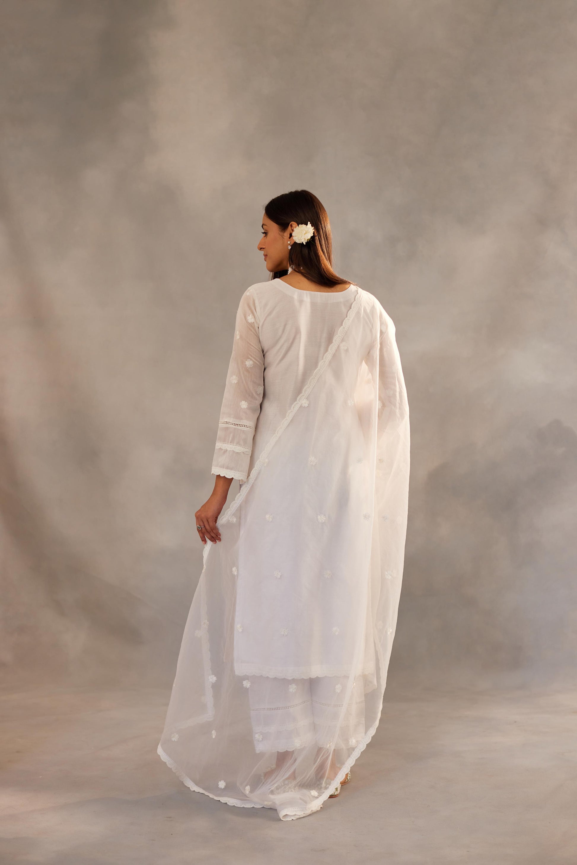 Motiya - Egg White Embroidered Suit Set.- NV
