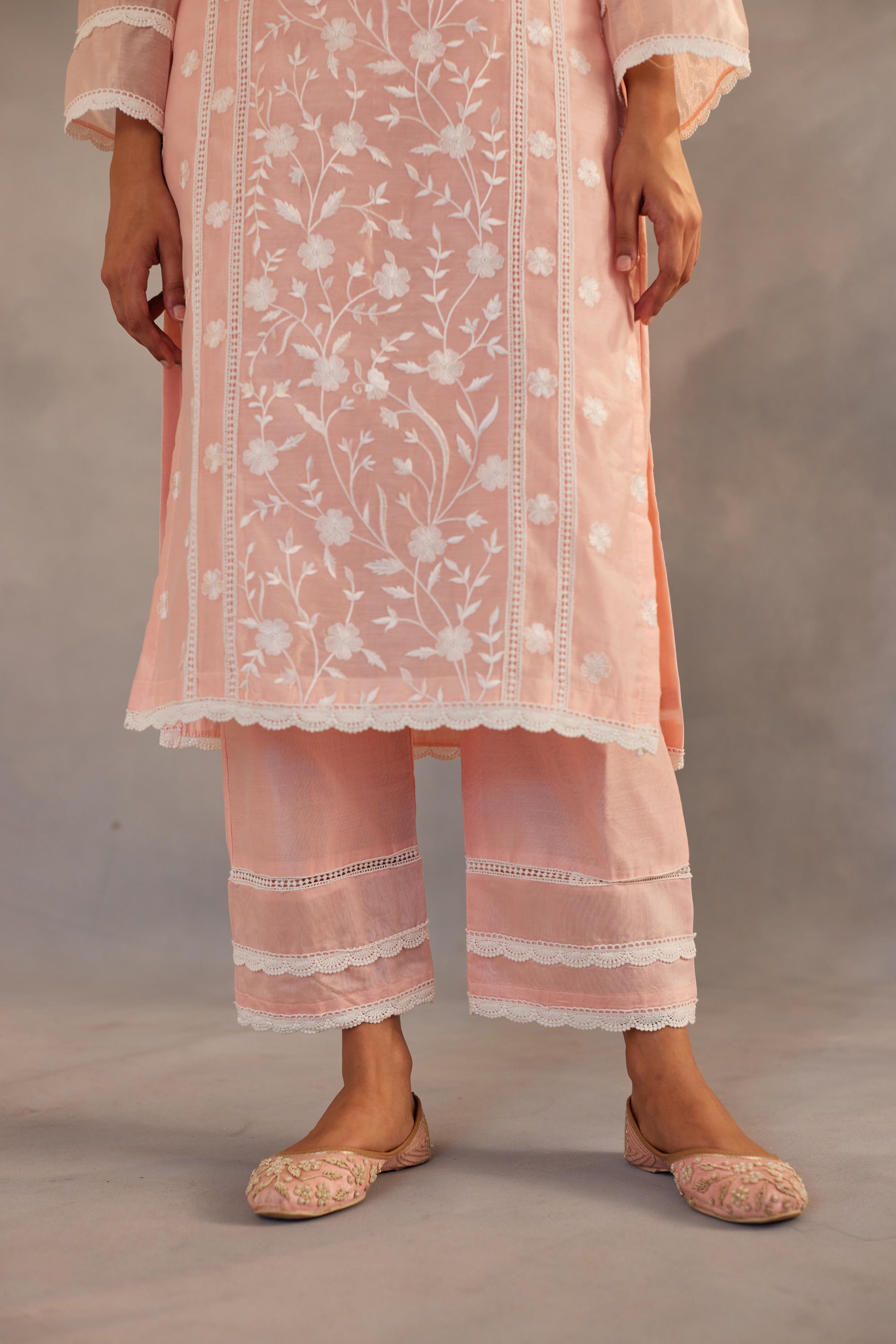 Gulbagh - Peach Embroidered Suit Set.- NV