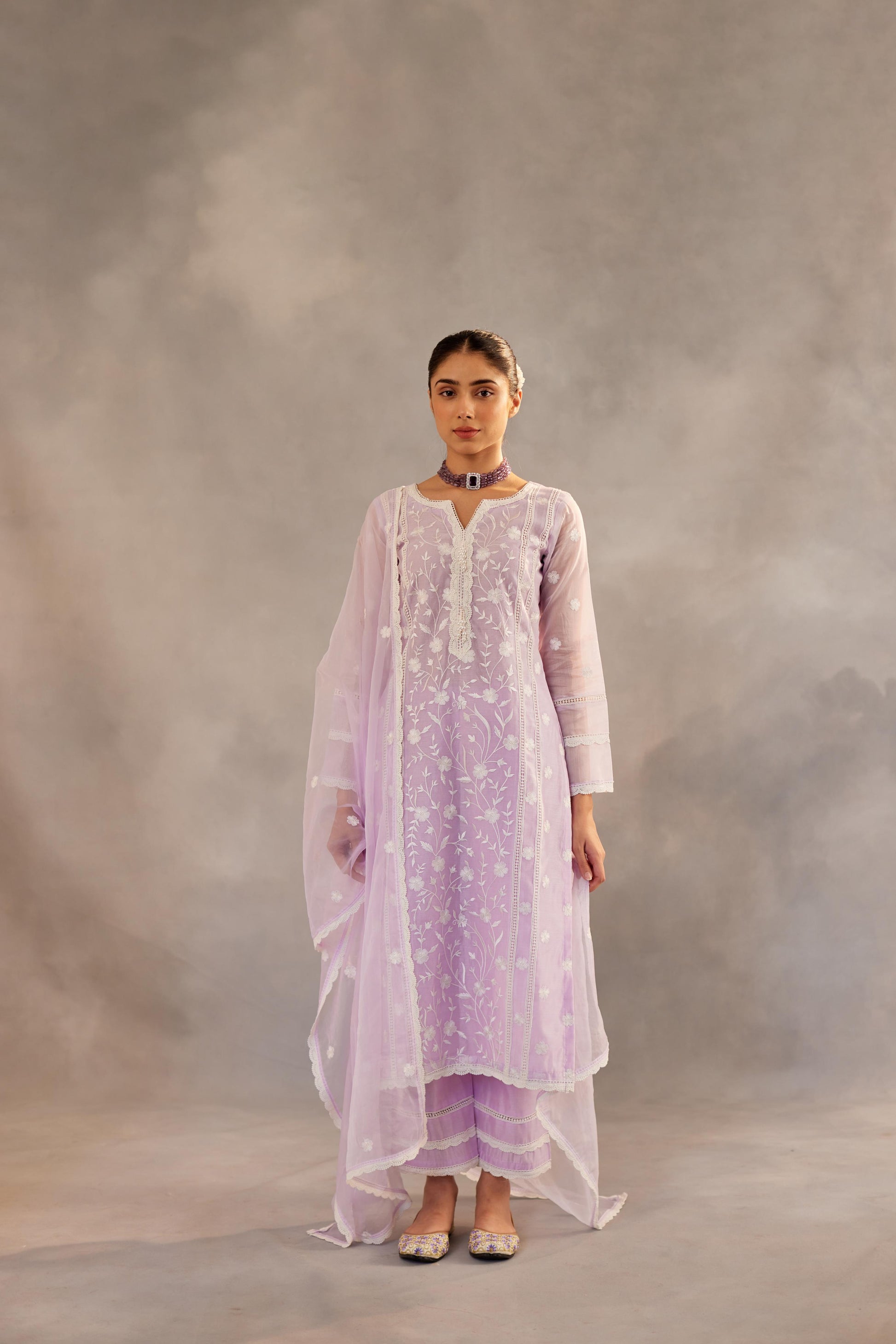 Kalgi - Lavender Embroidered Suit Set.- NV