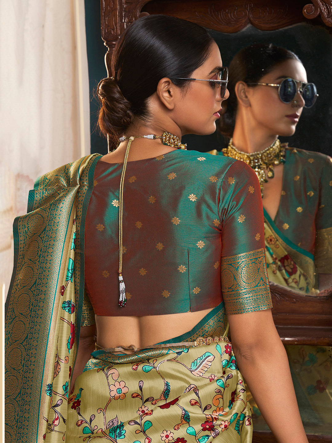 Satin Silk Light Green Woven Design Designer Saree With Blouse