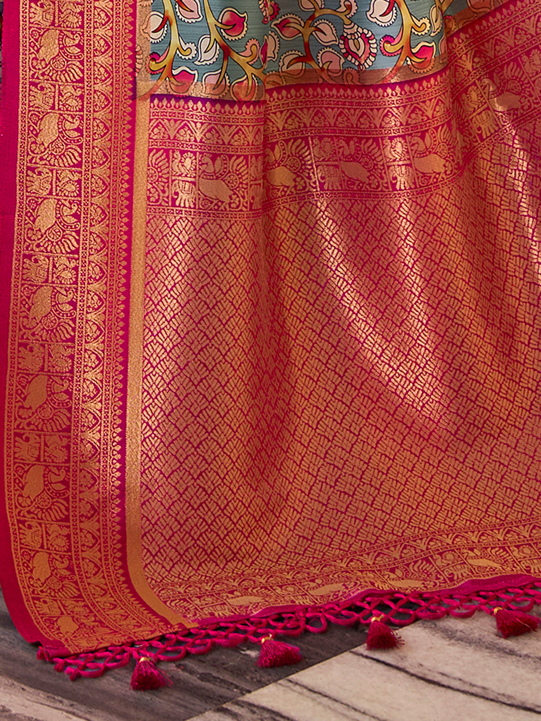 Satin Silk Grey Woven Design Designer Saree With Blouse