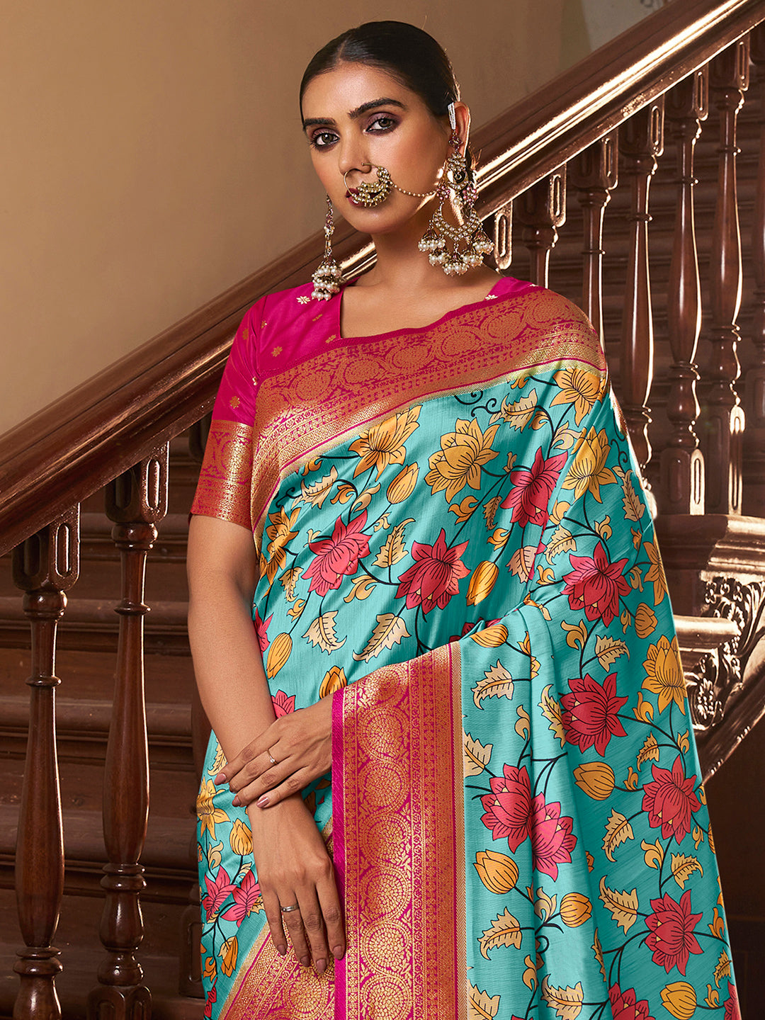 Satin Silk Blue Woven Design Designer Saree With Blouse