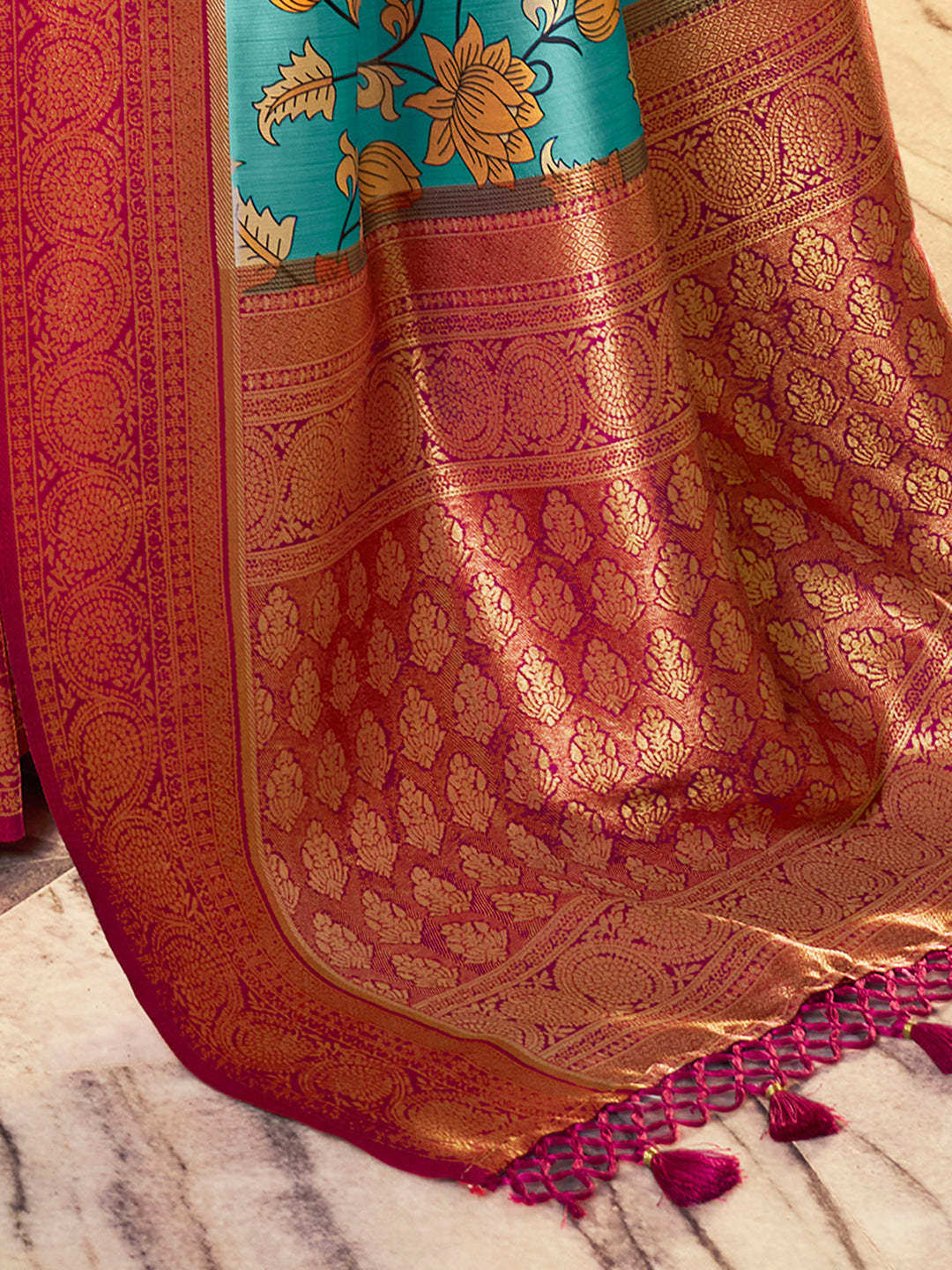 Satin Silk Blue Woven Design Designer Saree With Blouse