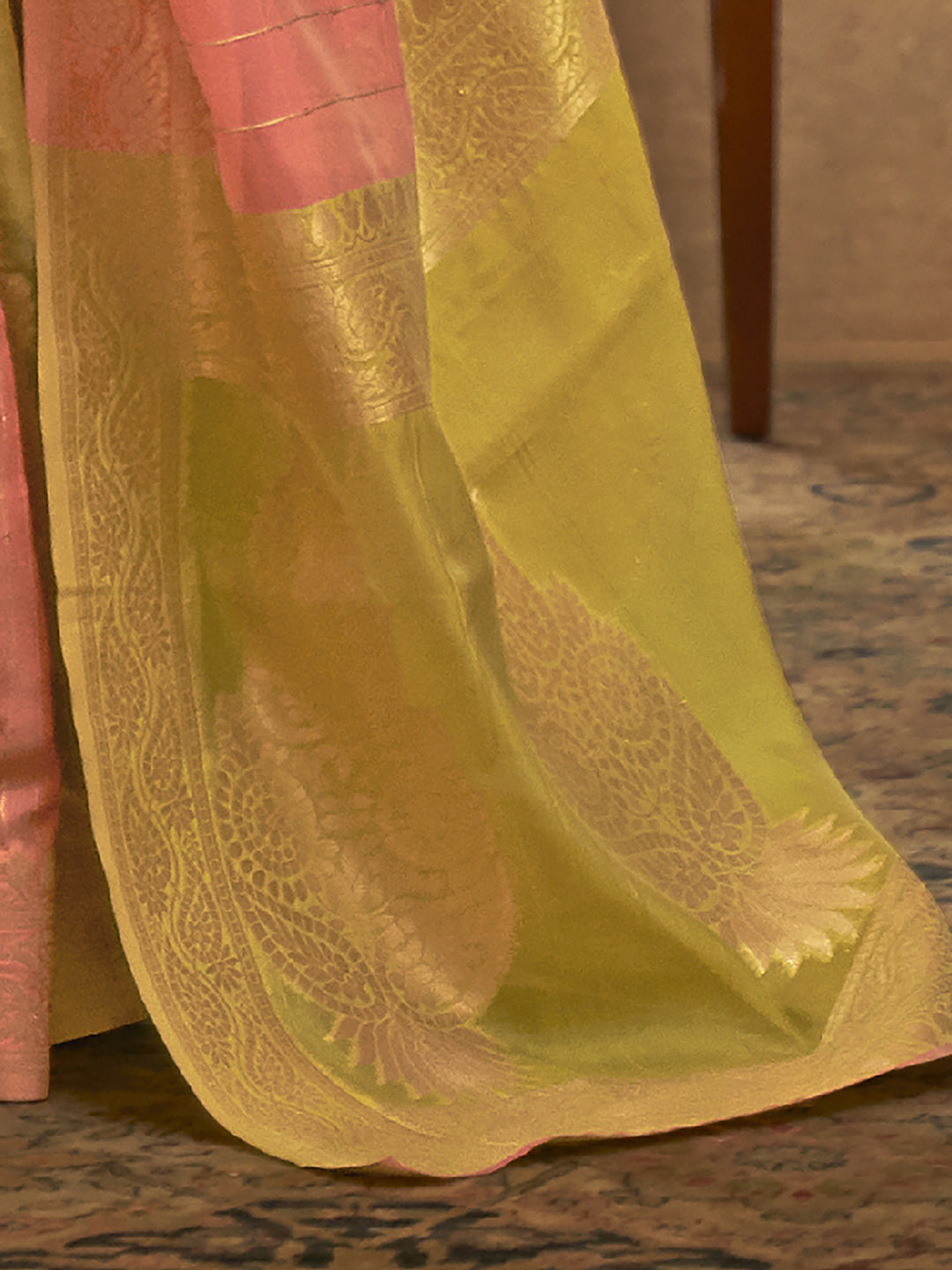 Organza Multicolored Woven Design Celebrity Saree With Blouse