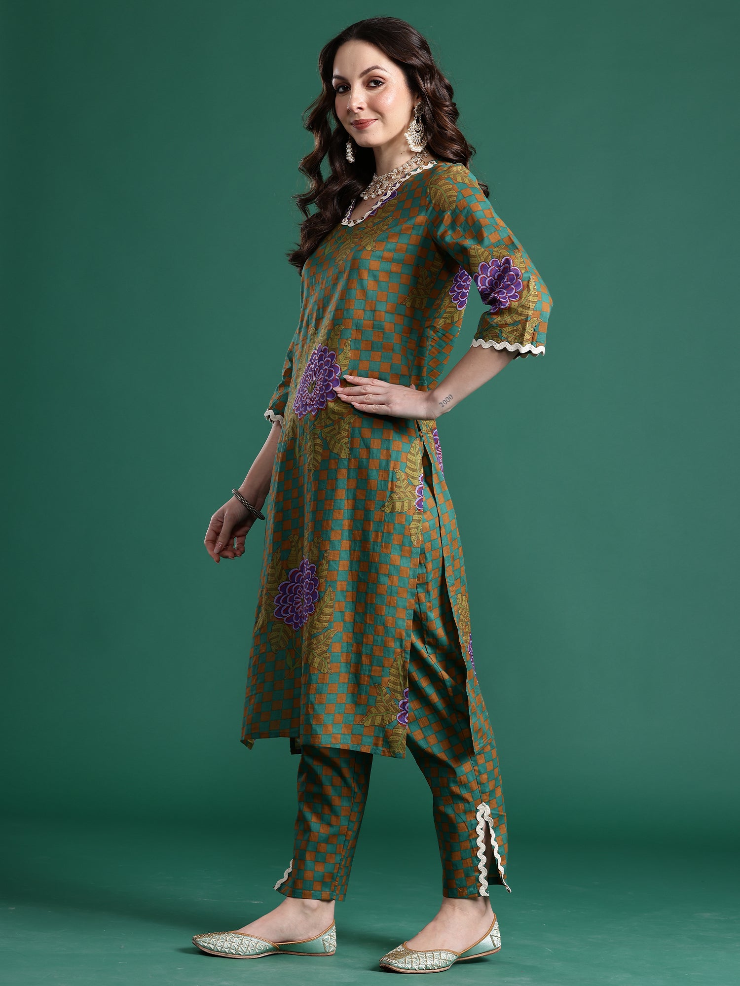 Indo Era Multi Printed Straight Kurta Trousers With Dupatta Set- IE