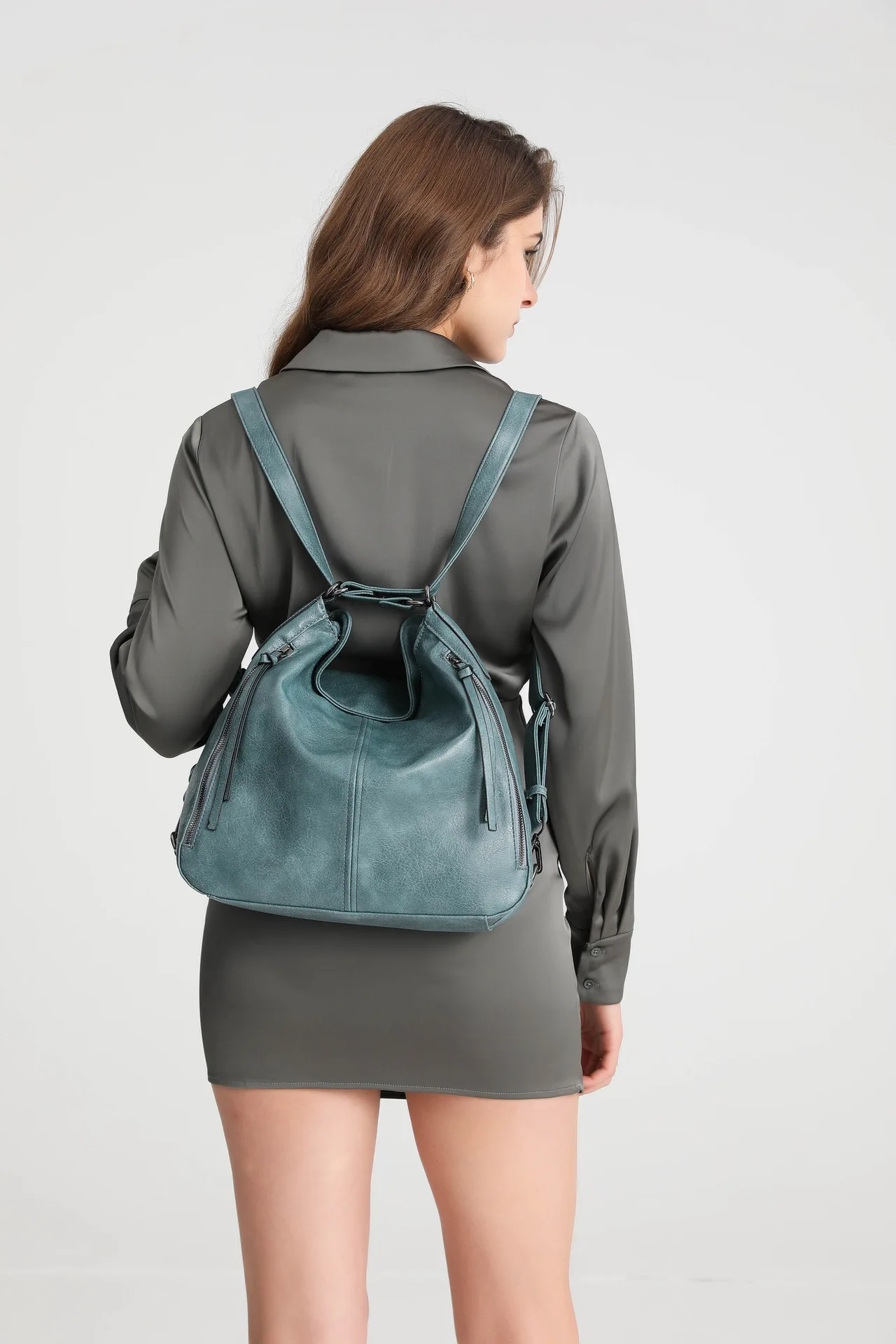Set Of 3 Eastern Blue Light Weight Pu Leather Handbag Combo For Women