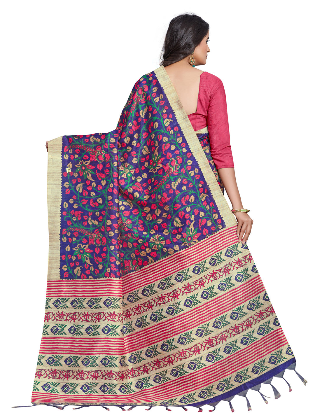 Manipuri Silk Blue Digital Print Designer Saree With Blouse