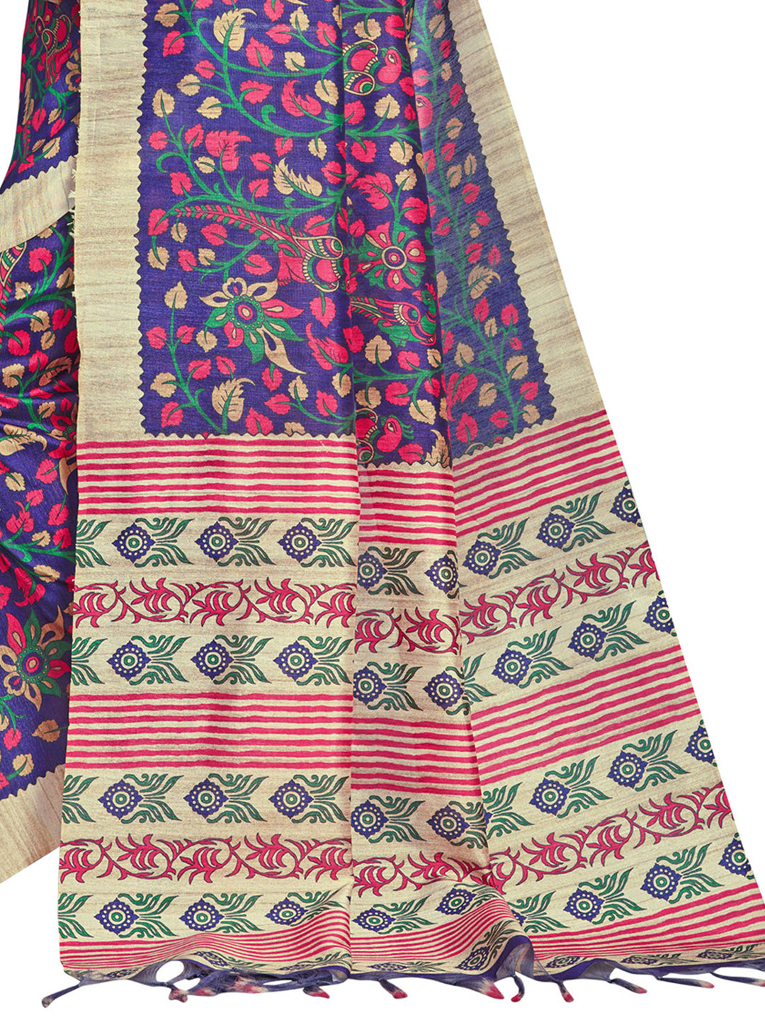 Manipuri Silk Blue Digital Print Designer Saree With Blouse
