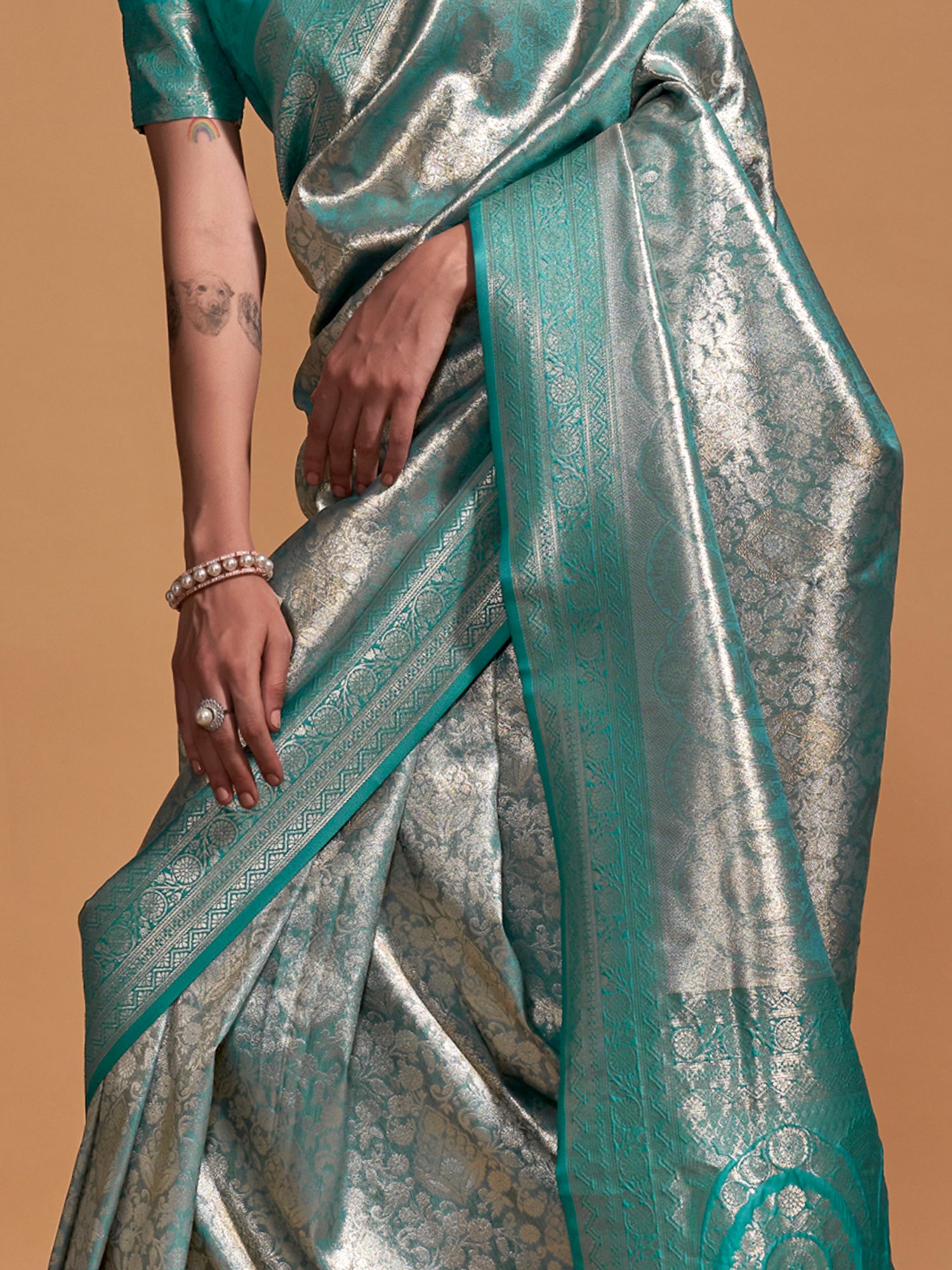 Kanjeevaram Silk Light Blue Woven Design Designer Saree With Blouse