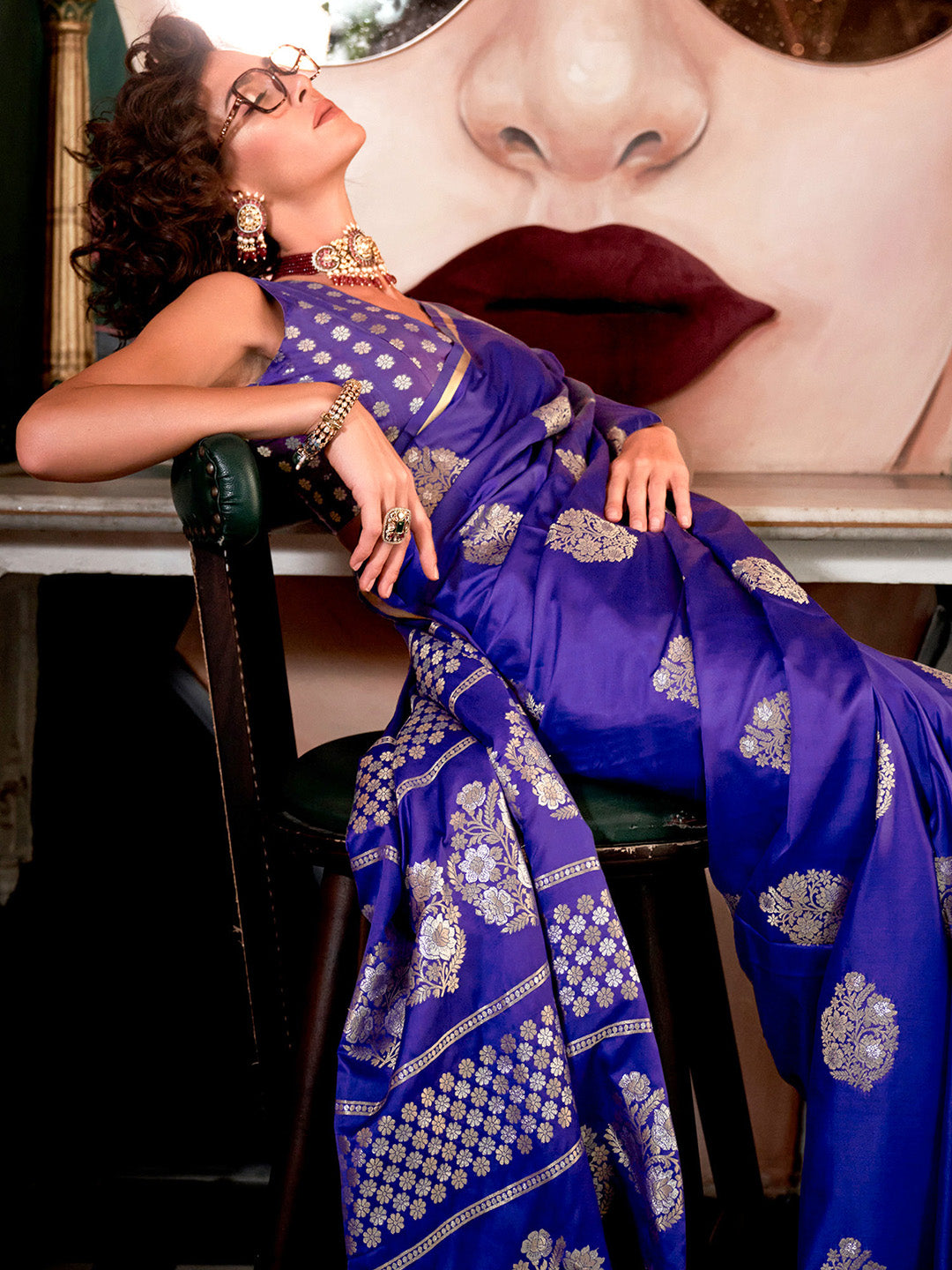 Satin Silk Purple Woven Design Designer Saree With Blouse