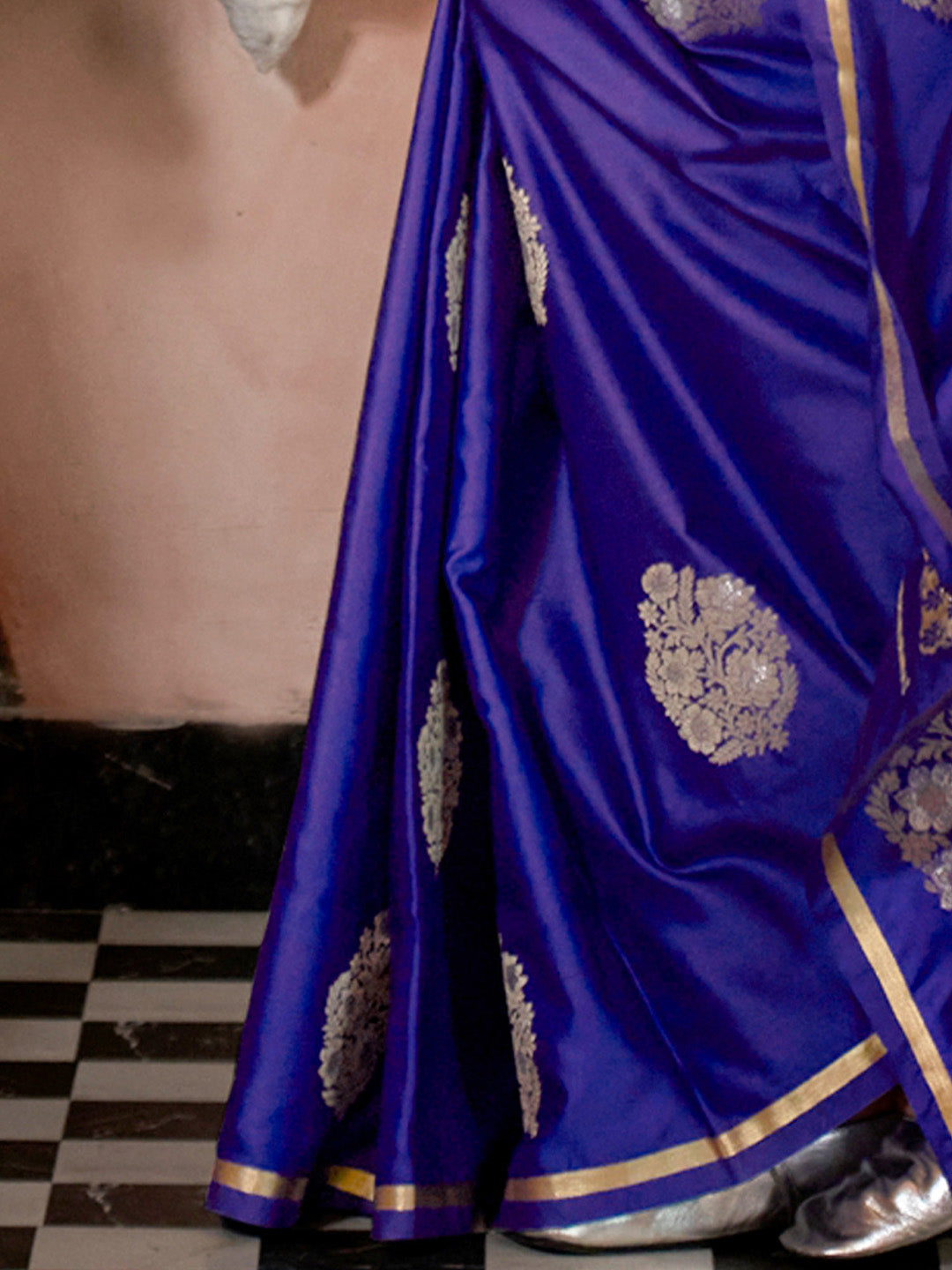 Satin Silk Purple Woven Design Designer Saree With Blouse