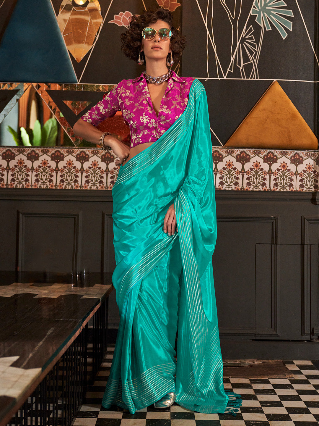 Viscose Silk Light Blue Woven Design Designer Saree With Blouse