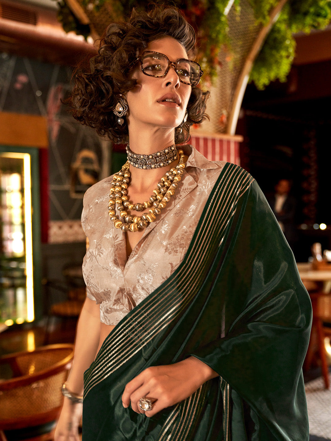 Viscose Silk Green Woven Design Designer Saree With Blouse