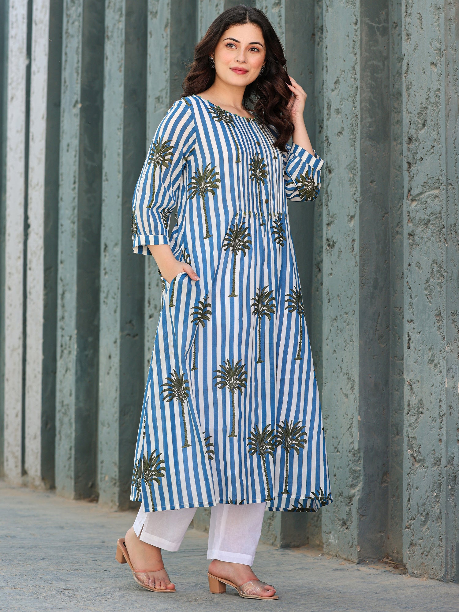 Indo Era Multi Printed A-Line Kurta Trousers set