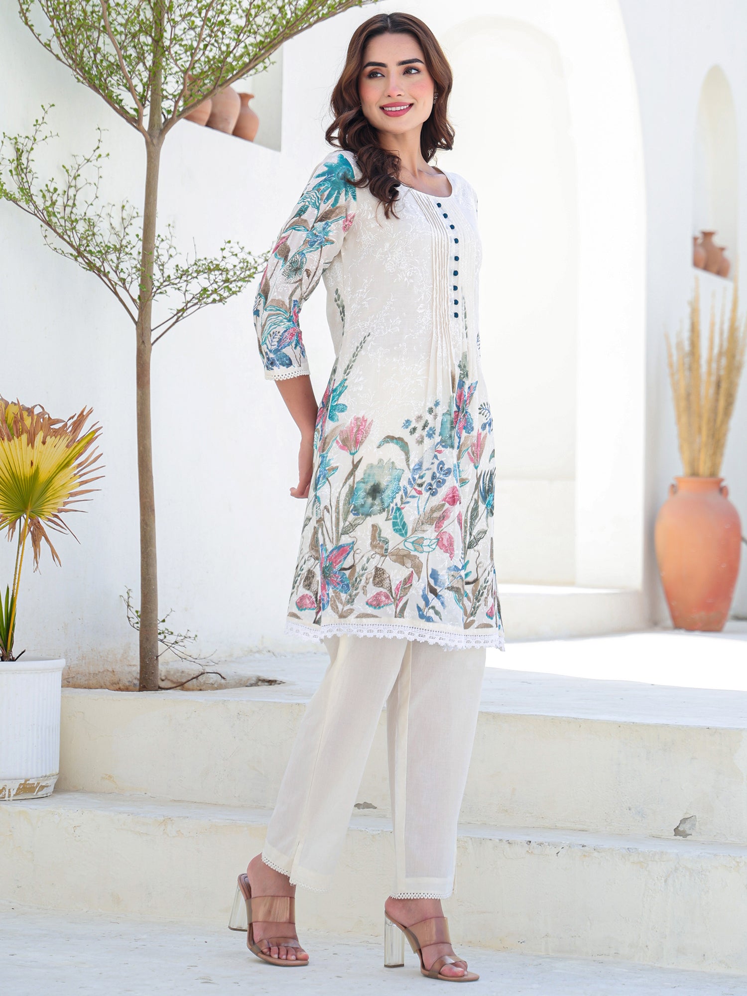 Indo Era Multi Printed A-Line Kurta Trousers set