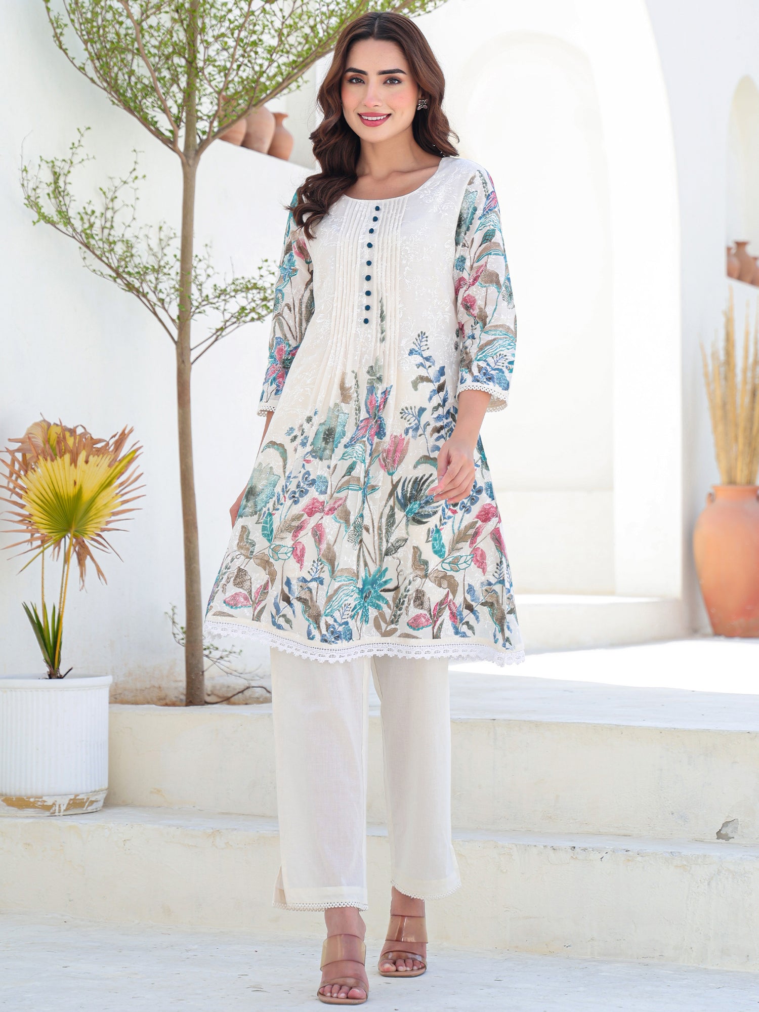 Indo Era Multi Printed A-Line Kurta Trousers set