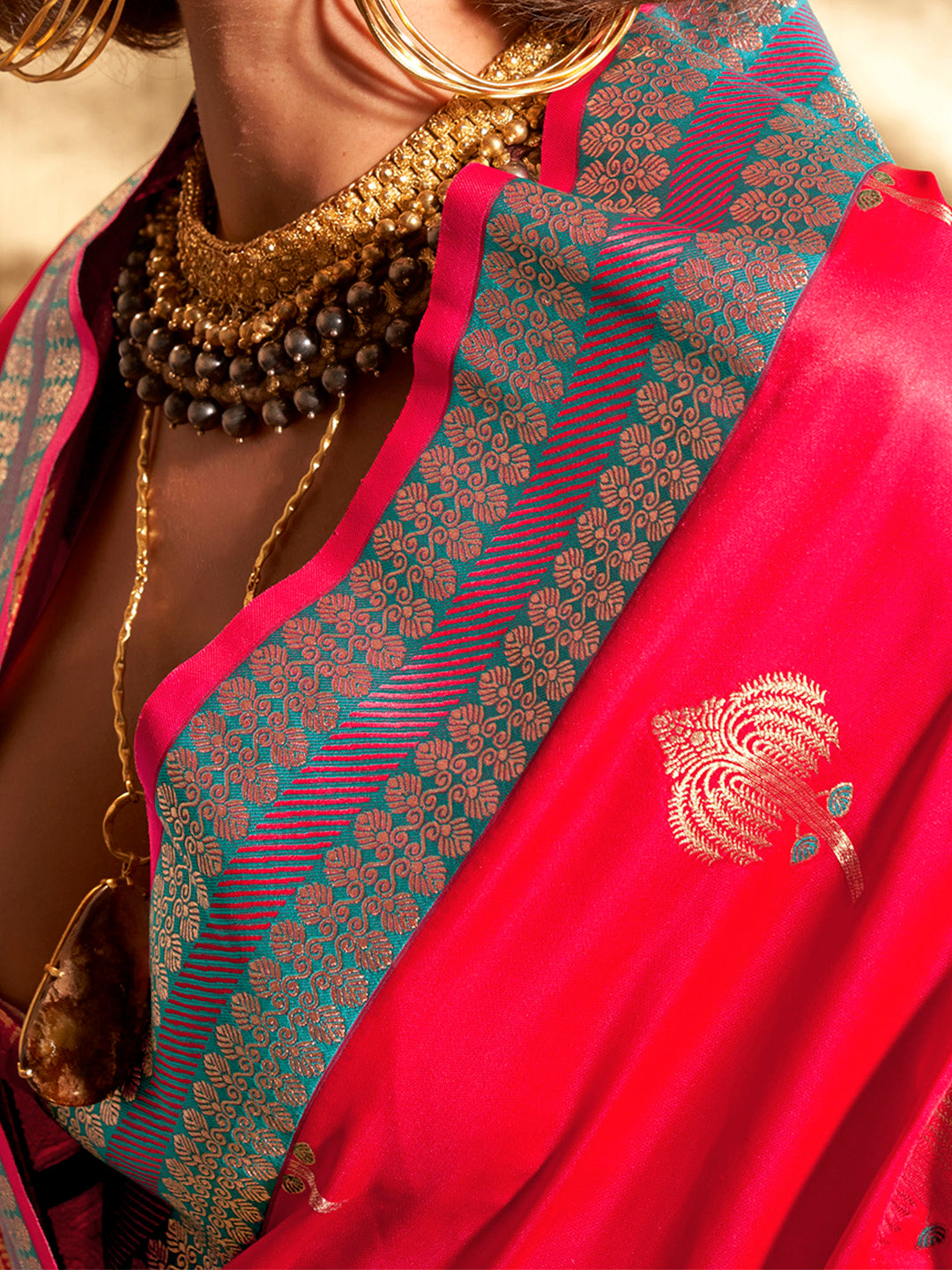 Satin Silk Pink Woven Design Designer Saree With Blouse