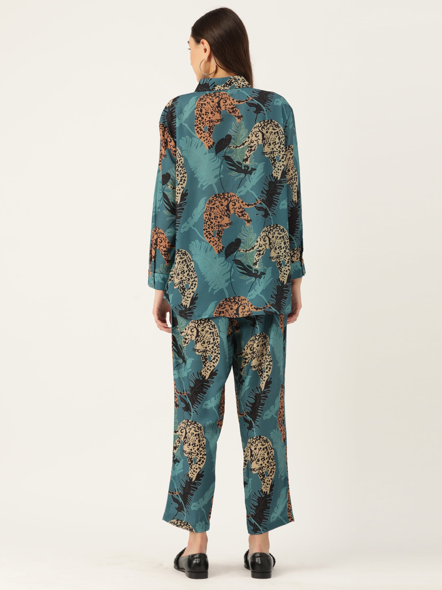 blue Printed Silk Blend Co-Ords