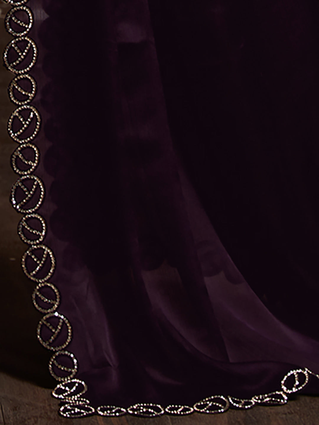Chiffon Purple Embellished Celebrity Saree With Blouse