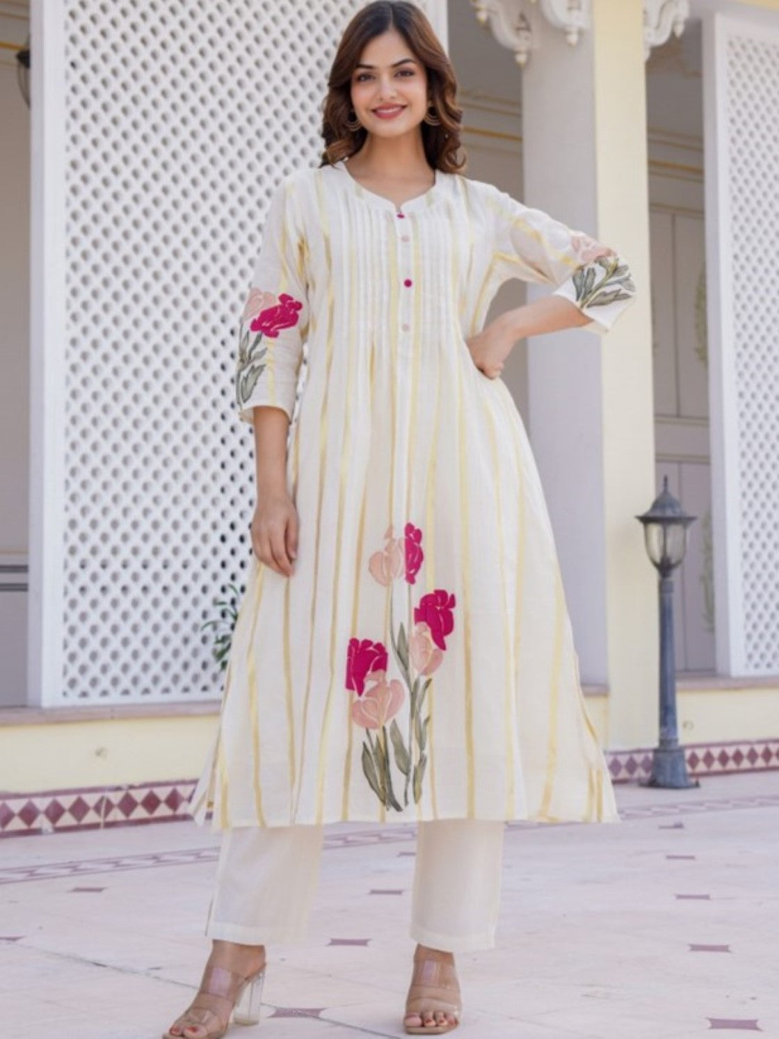 Manjula Walnut Cotton Kurta Pant Set- AL