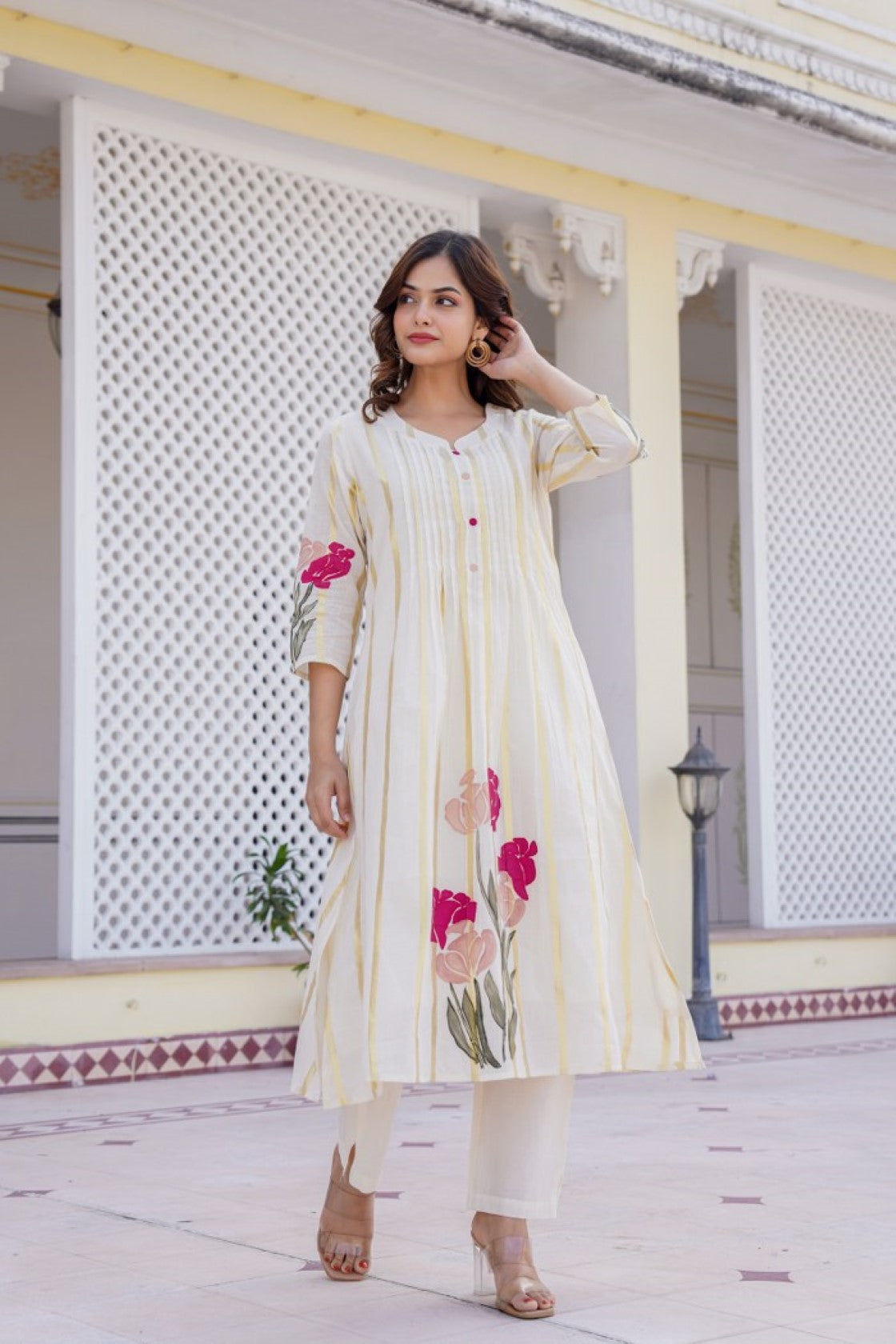 Manjula Walnut Cotton Kurta Pant Set- AL