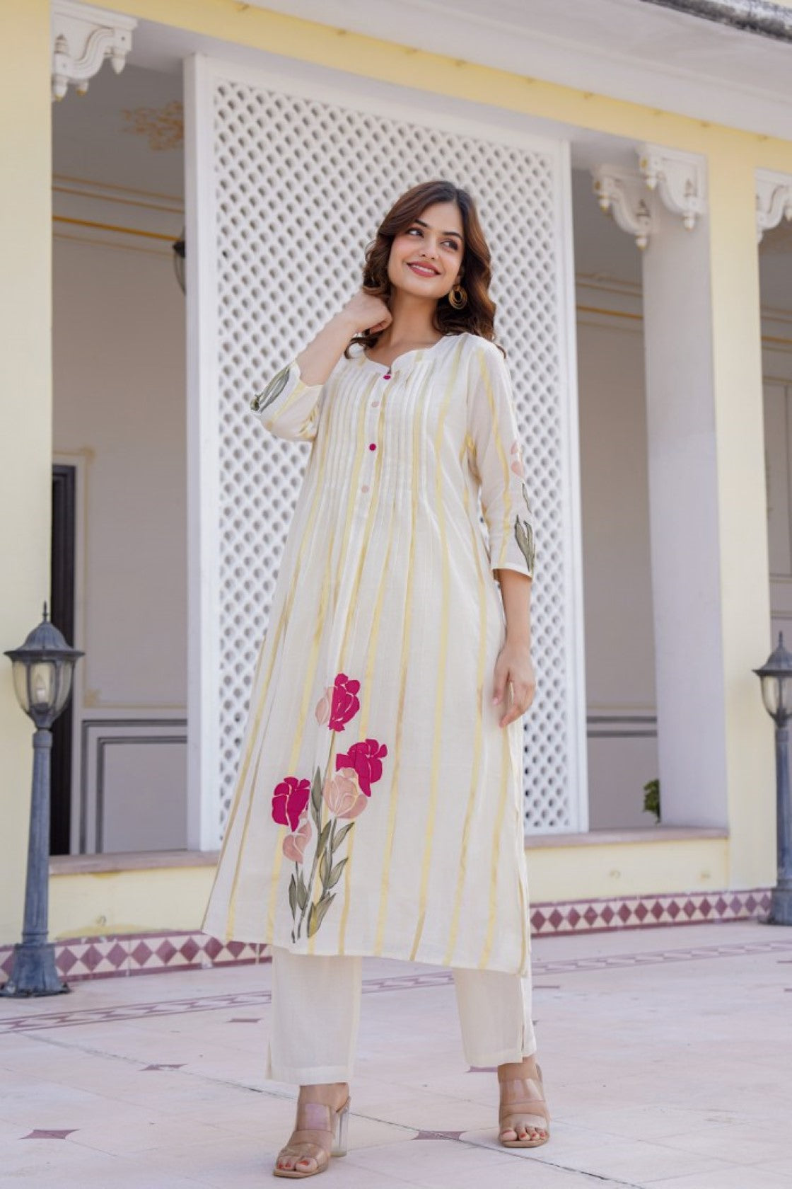 Manjula Walnut Cotton Kurta Pant Set- AL