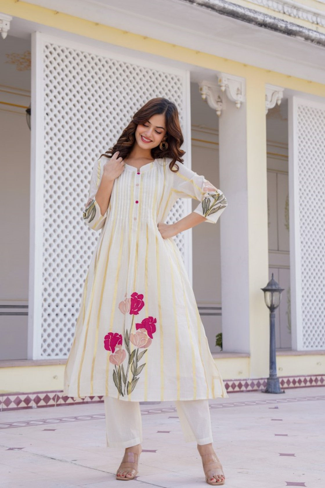 Manjula Walnut Cotton Kurta Pant Set- AL