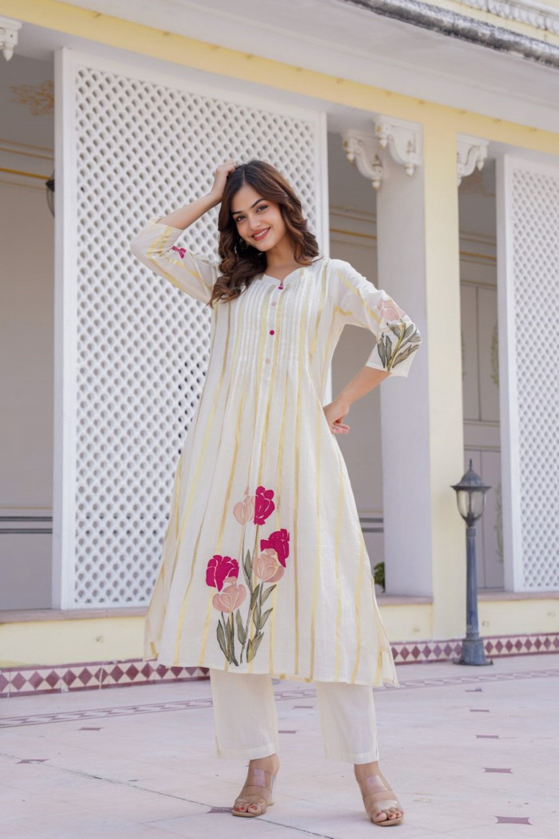 Manjula Walnut Cotton Kurta Pant Set- AL