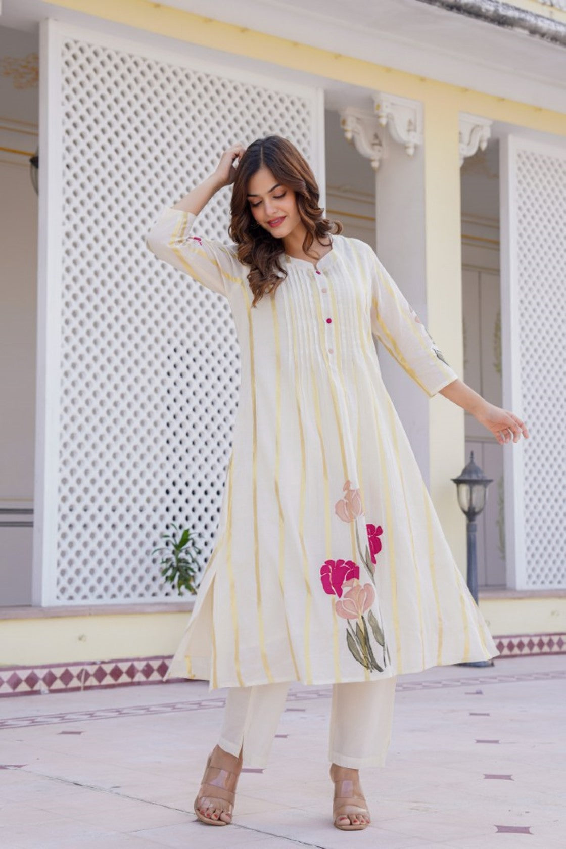 Manjula Walnut Cotton Kurta Pant Set- AL