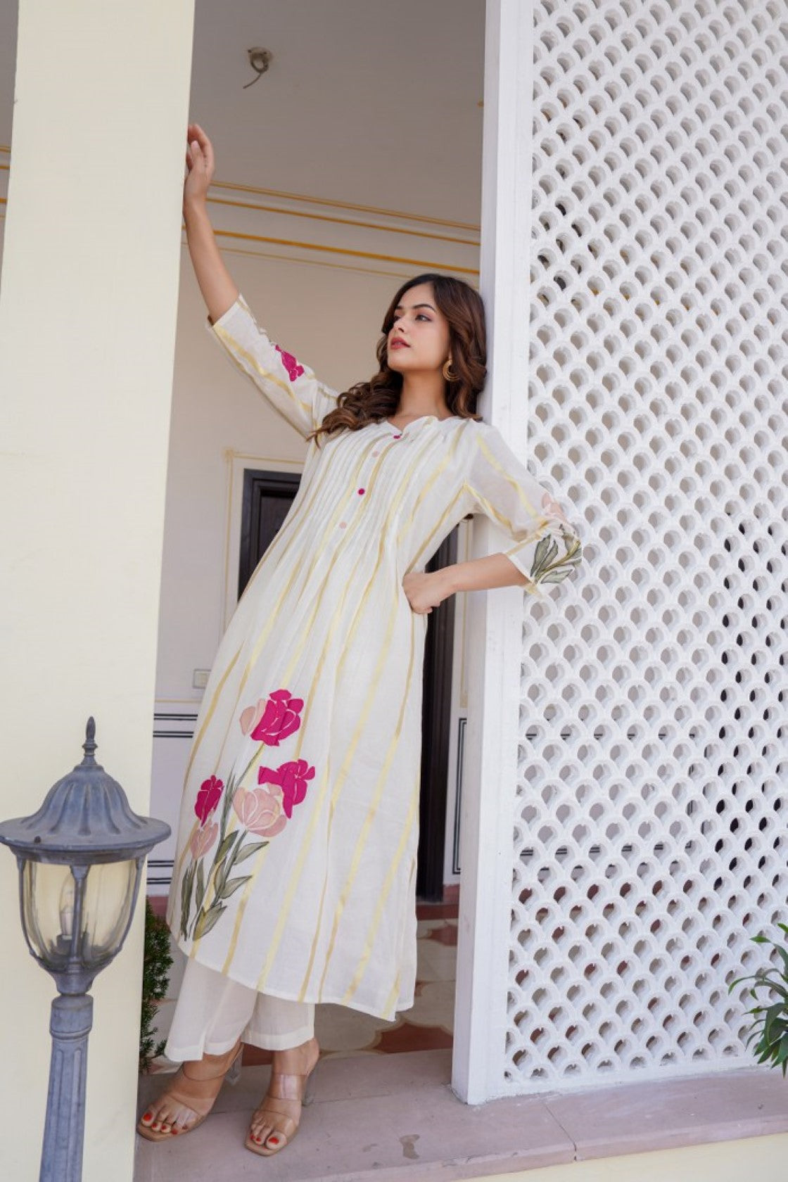 Manjula Walnut Cotton Kurta Pant Set- AL
