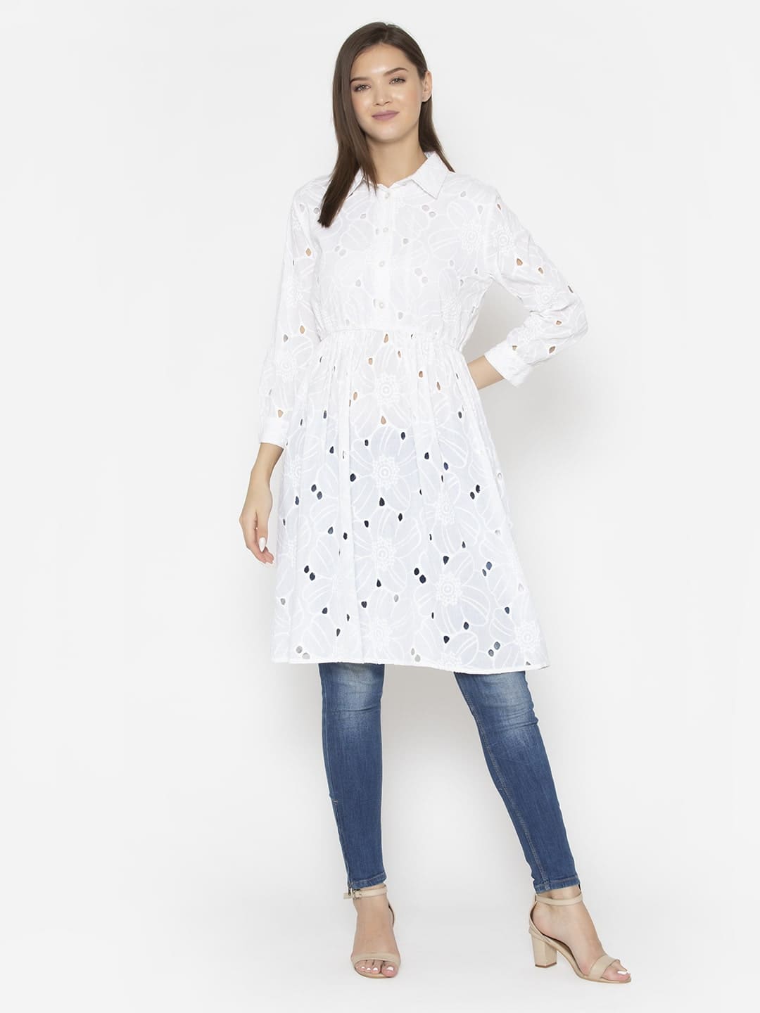 Serenity Daisy Minimalistic Dress White