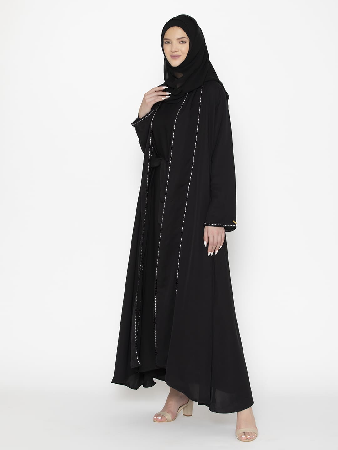 Poppy Lined Abaya Black