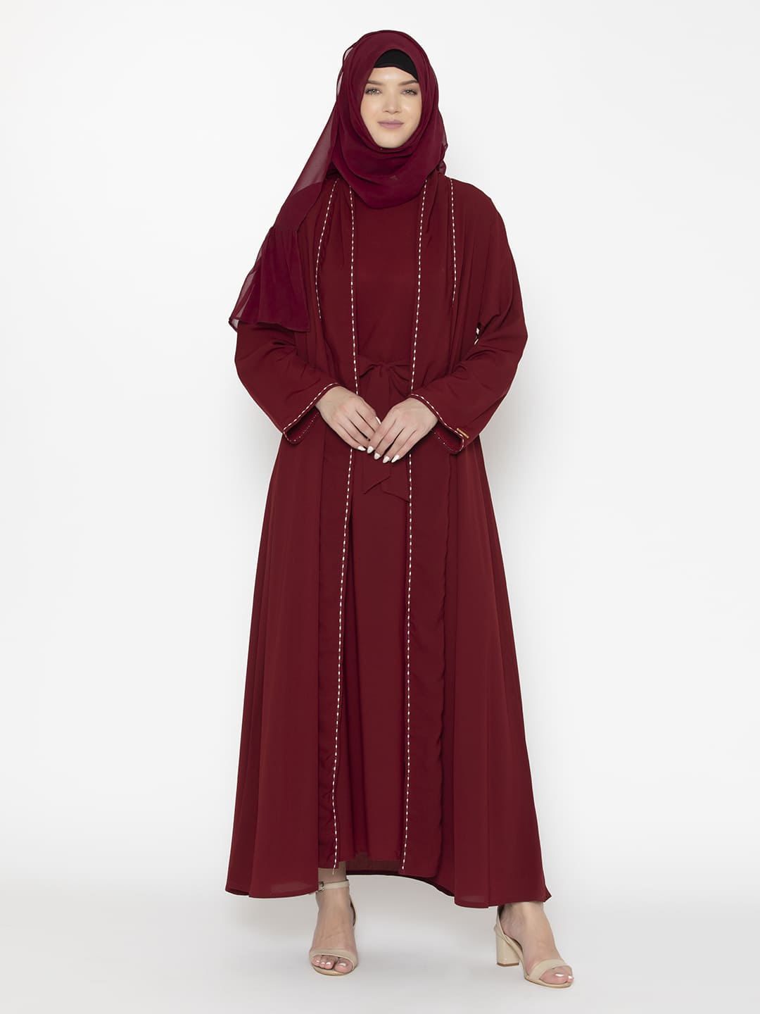 Ethereal Poppy Lined Abaya Red