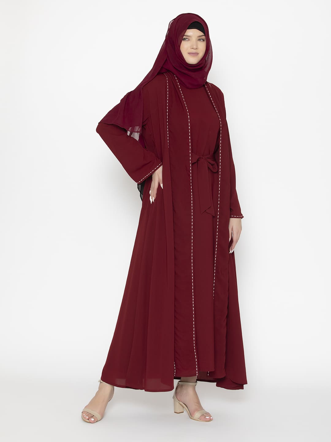 Ethereal Poppy Lined Abaya Red