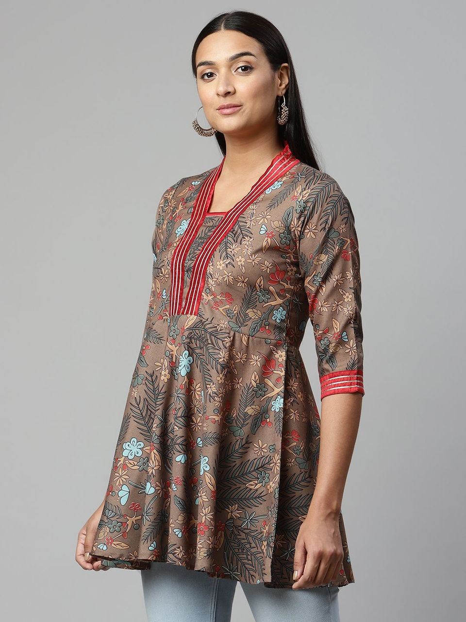 Brown Digital Printed Cotton Tunic