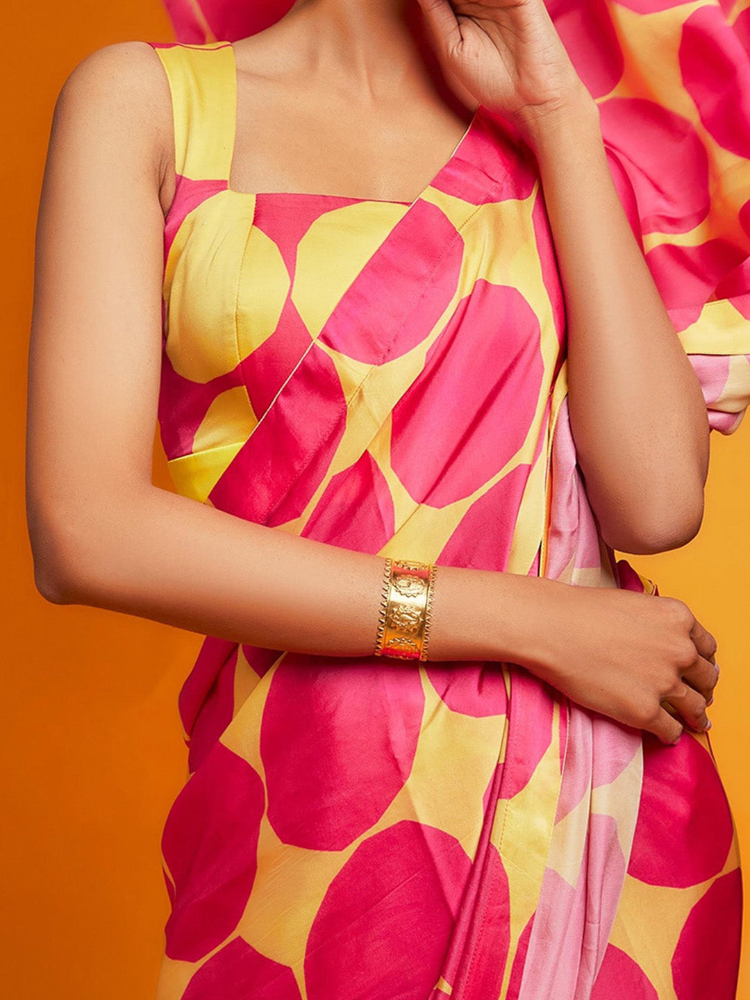Satin Pink Printed Designer Saree With Blouse