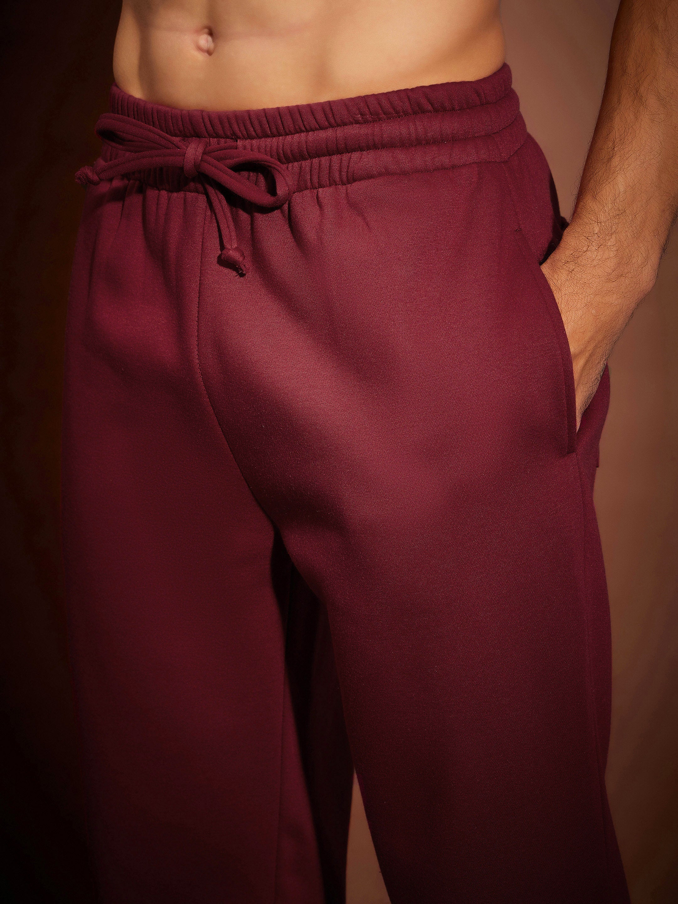 Men Maroon Oversized Joggers