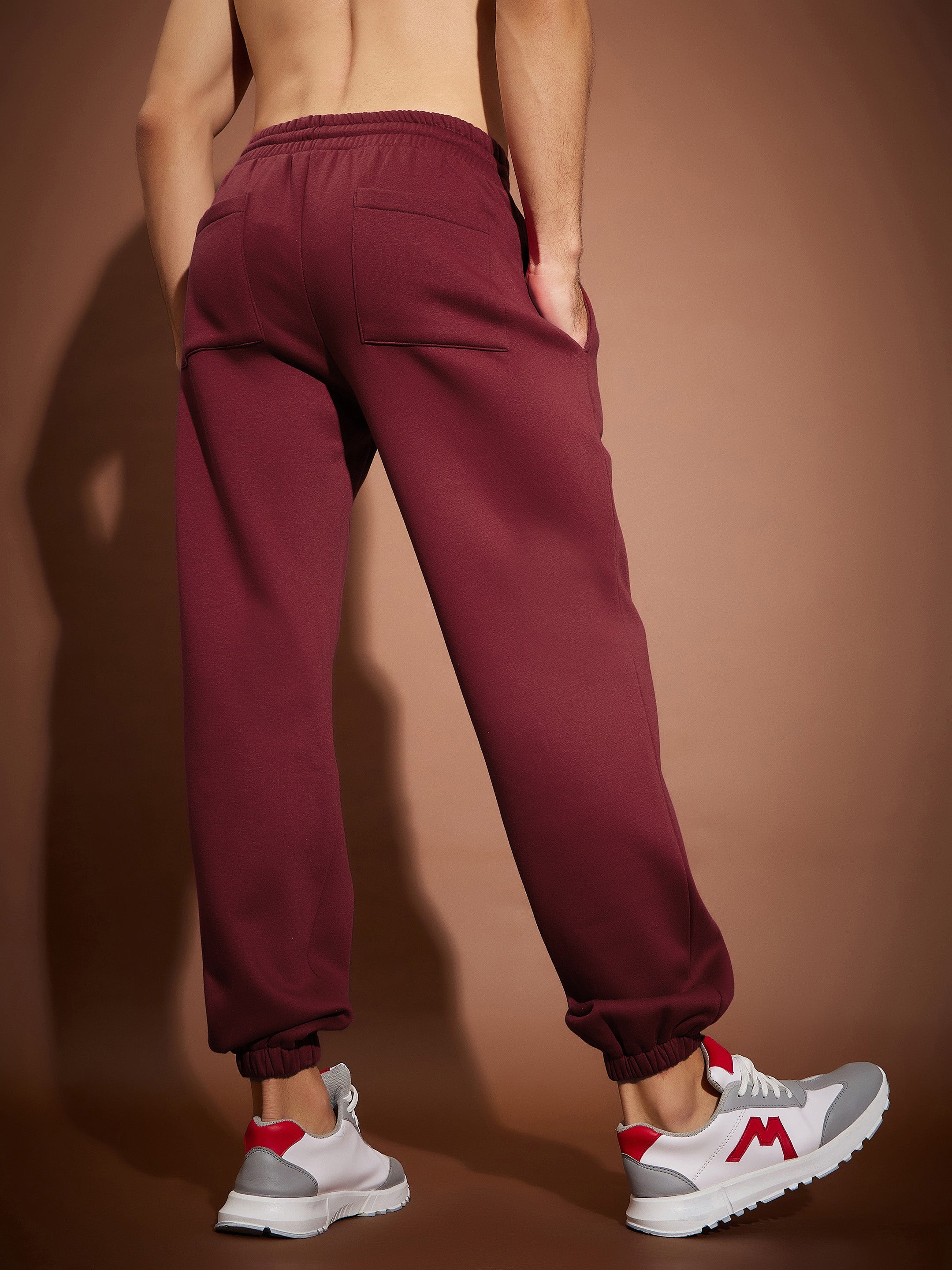 Men Maroon Oversized Joggers