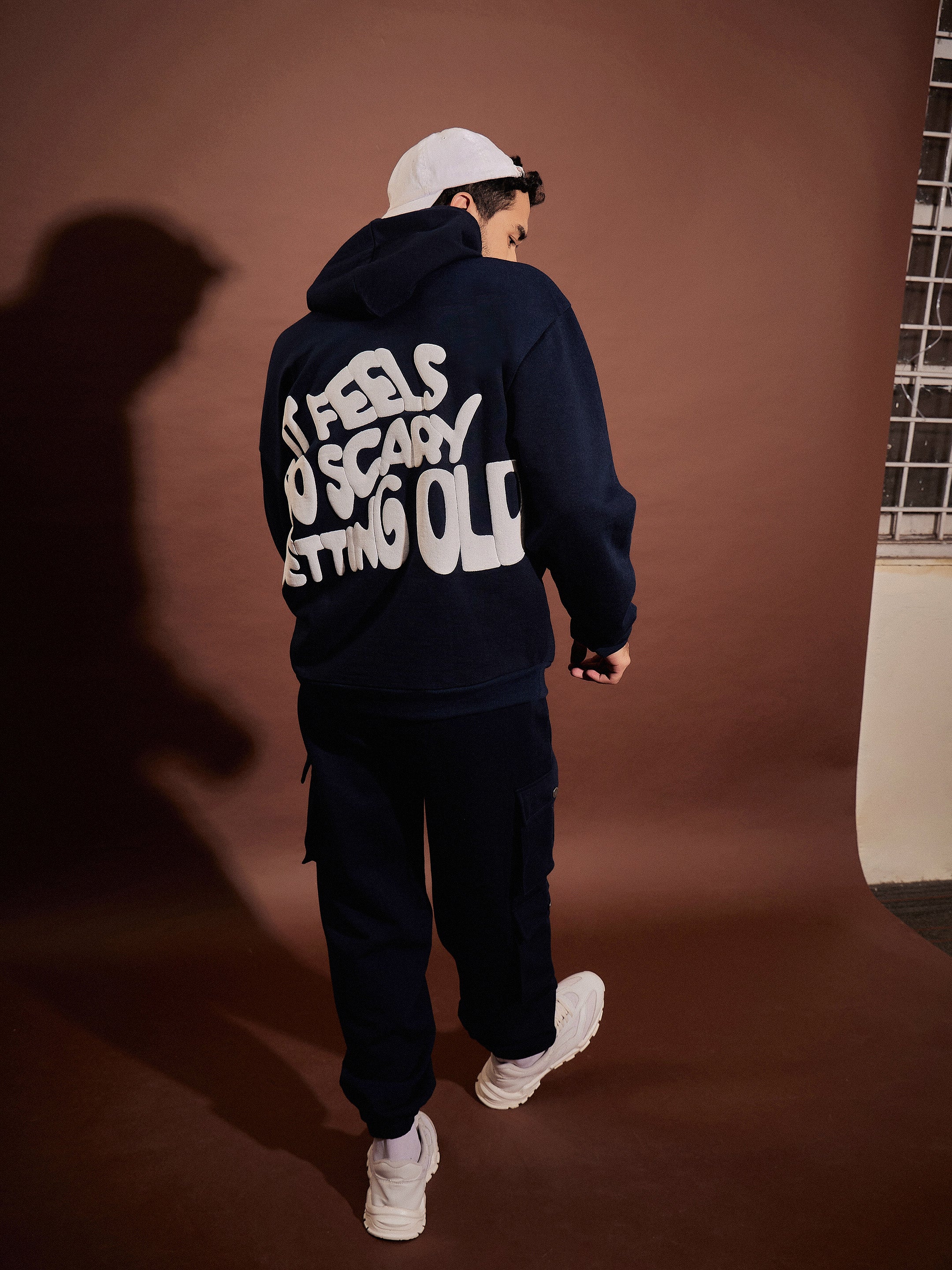 Men Navy GETTING OLD Oversized Hoodie With Joggers