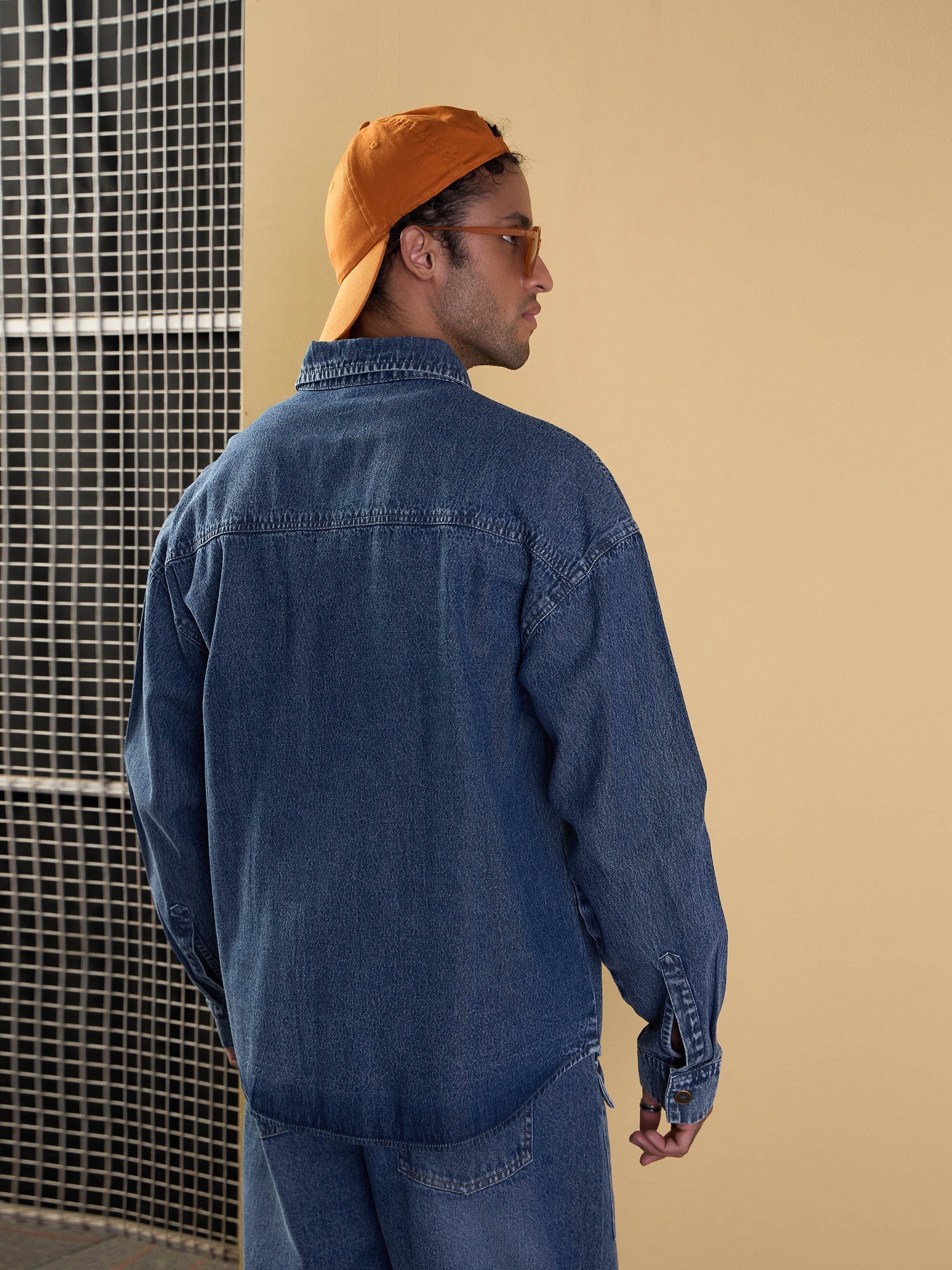 Men Blue Denim Oversize Shacket