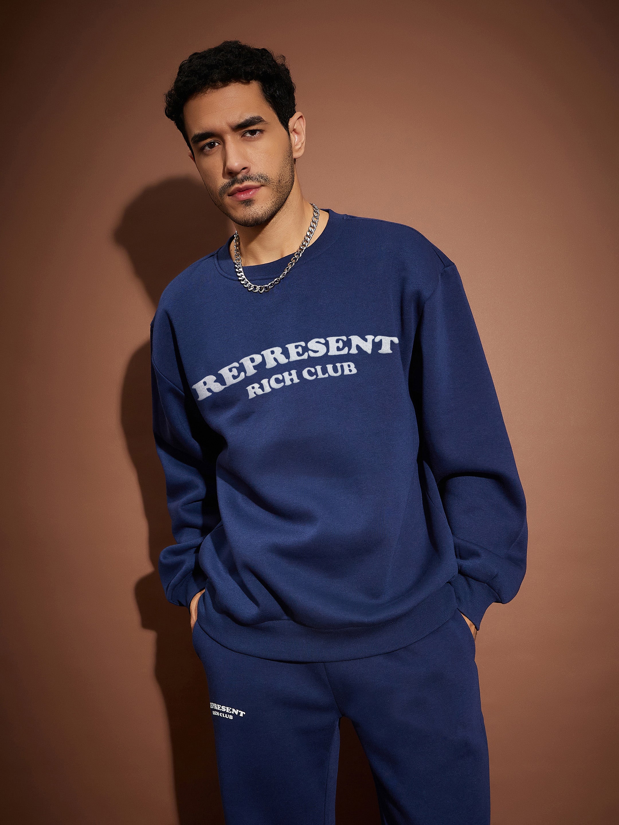 Men Navy REPRESENT Oversized Sweatshirt