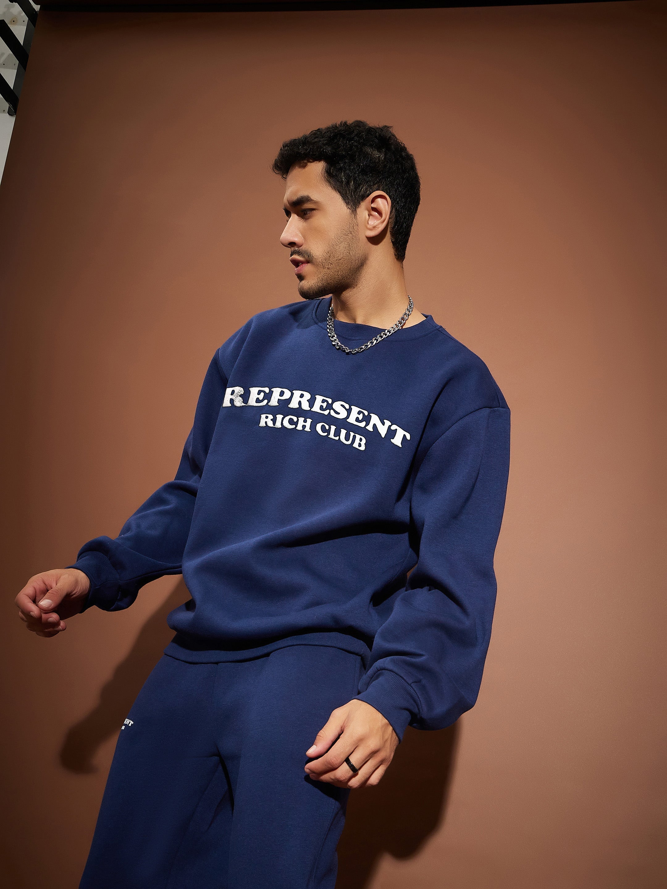 Men Navy REPRESENT Oversized Sweatshirt